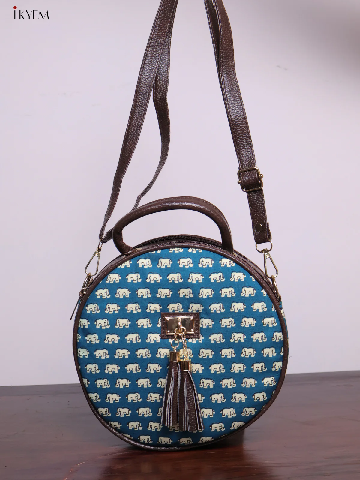 Printed Round Sling Bag - Ajrakh - KL20152 - Image 3