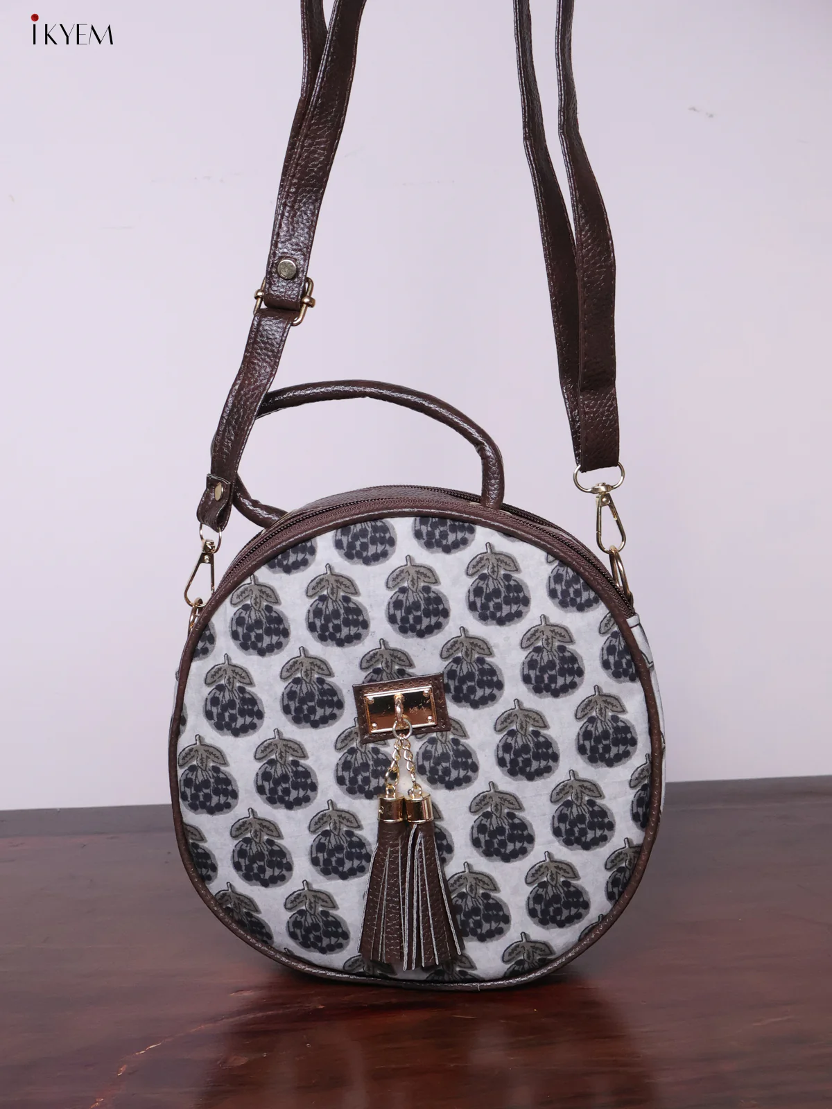 Printed Round Sling Bag - Ajrakh - KL20154 - Image 2