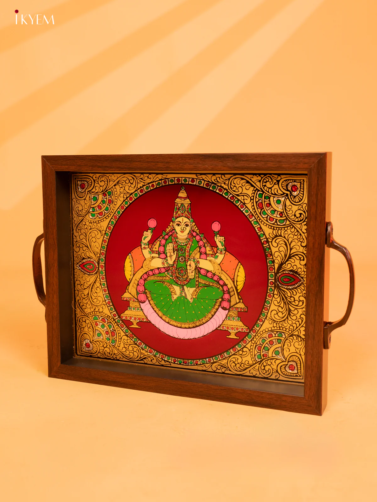 Reverse Glass Painted Tray With Goddess Lakshmi - KL25113 - Image 2