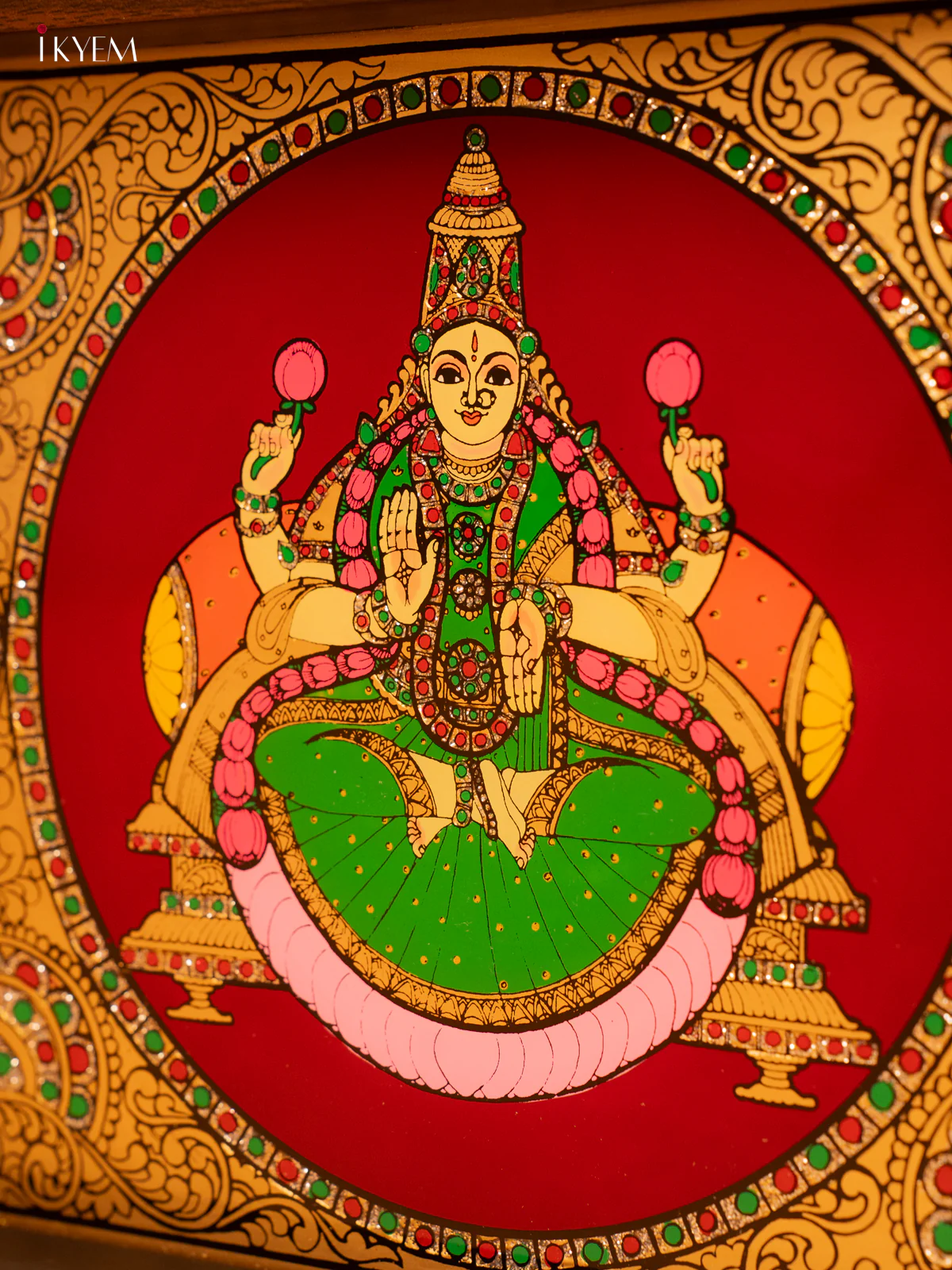 Reverse Glass Painted Tray With Goddess Lakshmi - KL25113 - Image 3