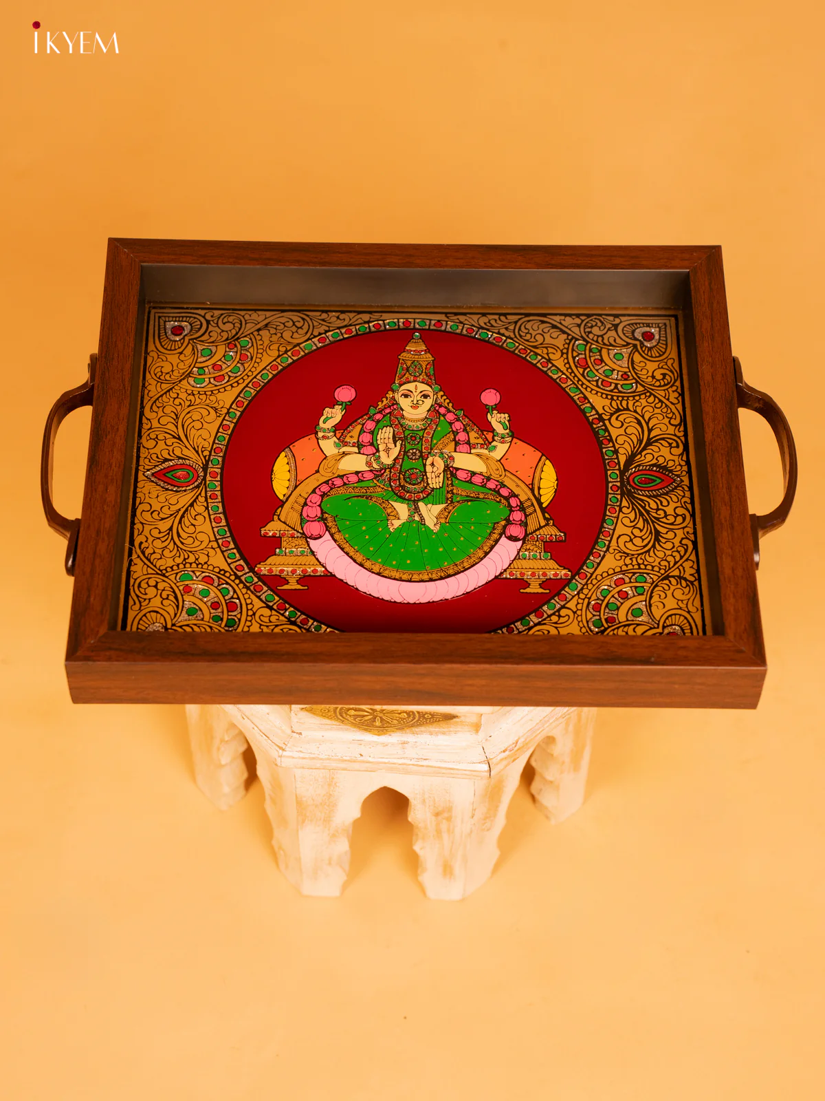 Reverse Glass Painted Tray With Goddess Lakshmi - KL25113 - Image 5