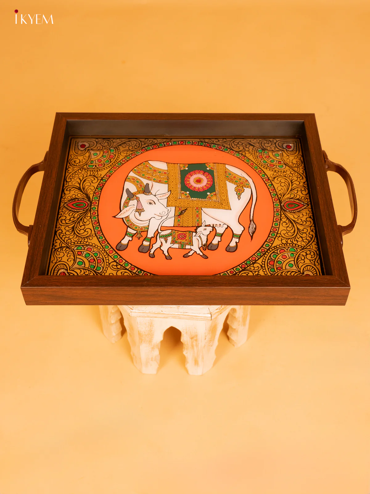Reverse Glass Painted Tray (10x12) - Cow & Calf - KL25115 - Image 5