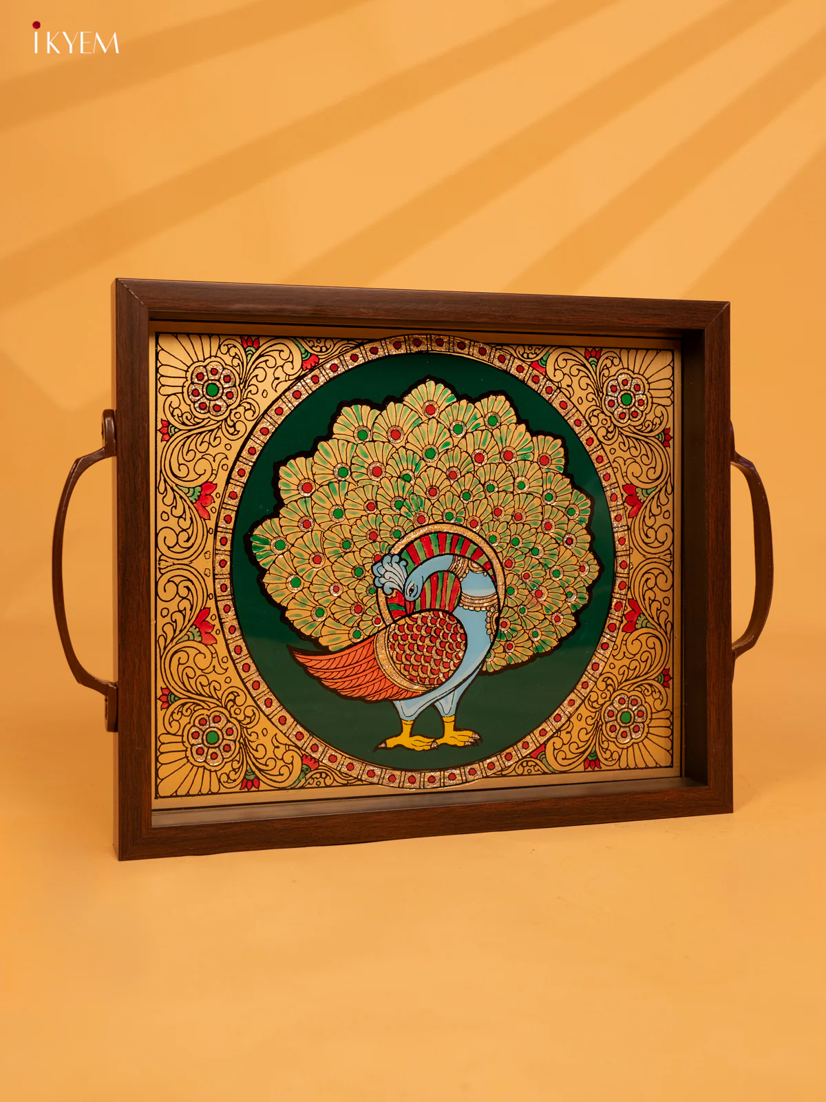 Reverse Glass Painted Tray (10x12) - Peacock - KL25116