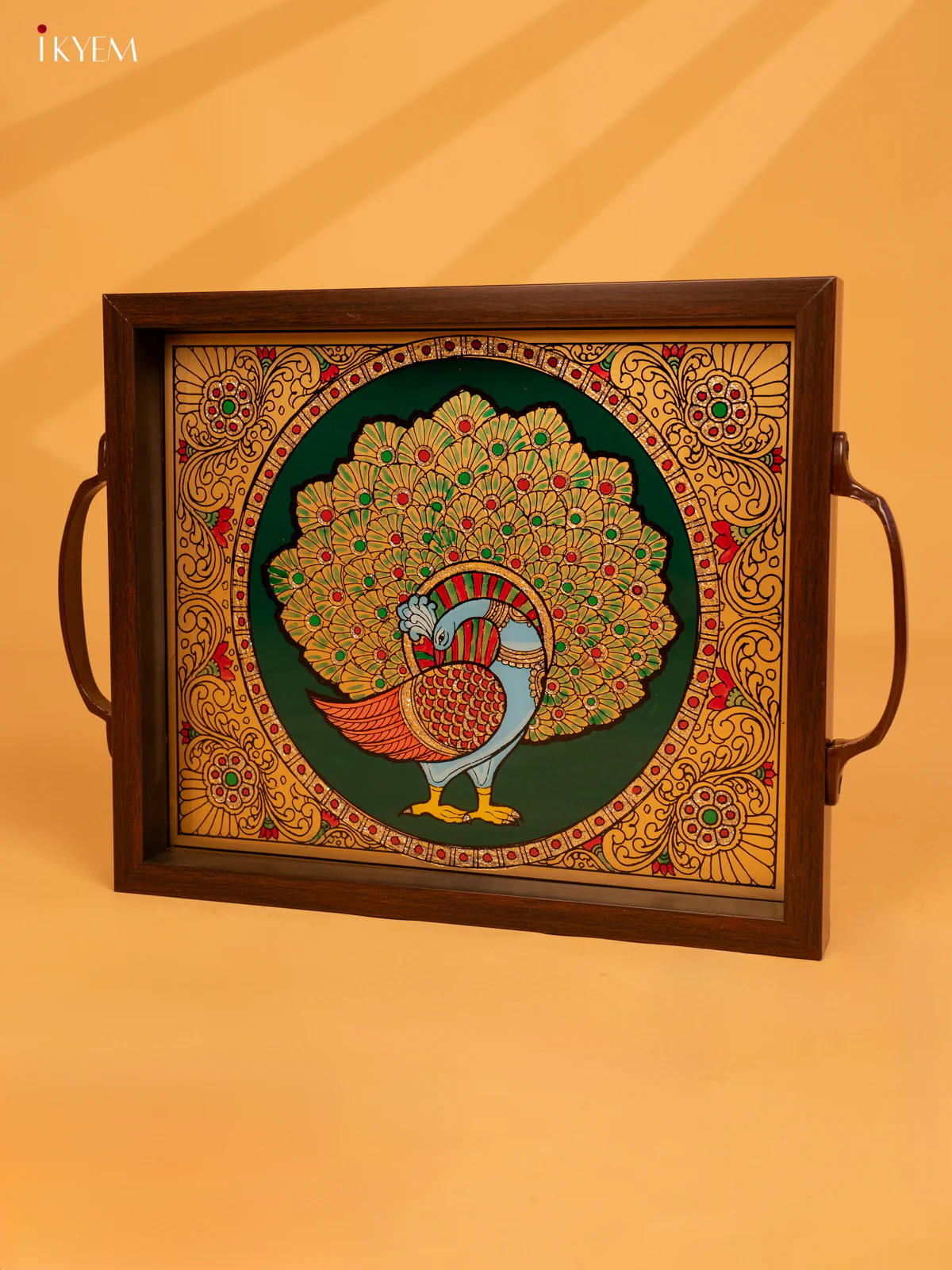 Reverse Glass Painted Tray (10x12) - Peacock - KL25116 - Image 2