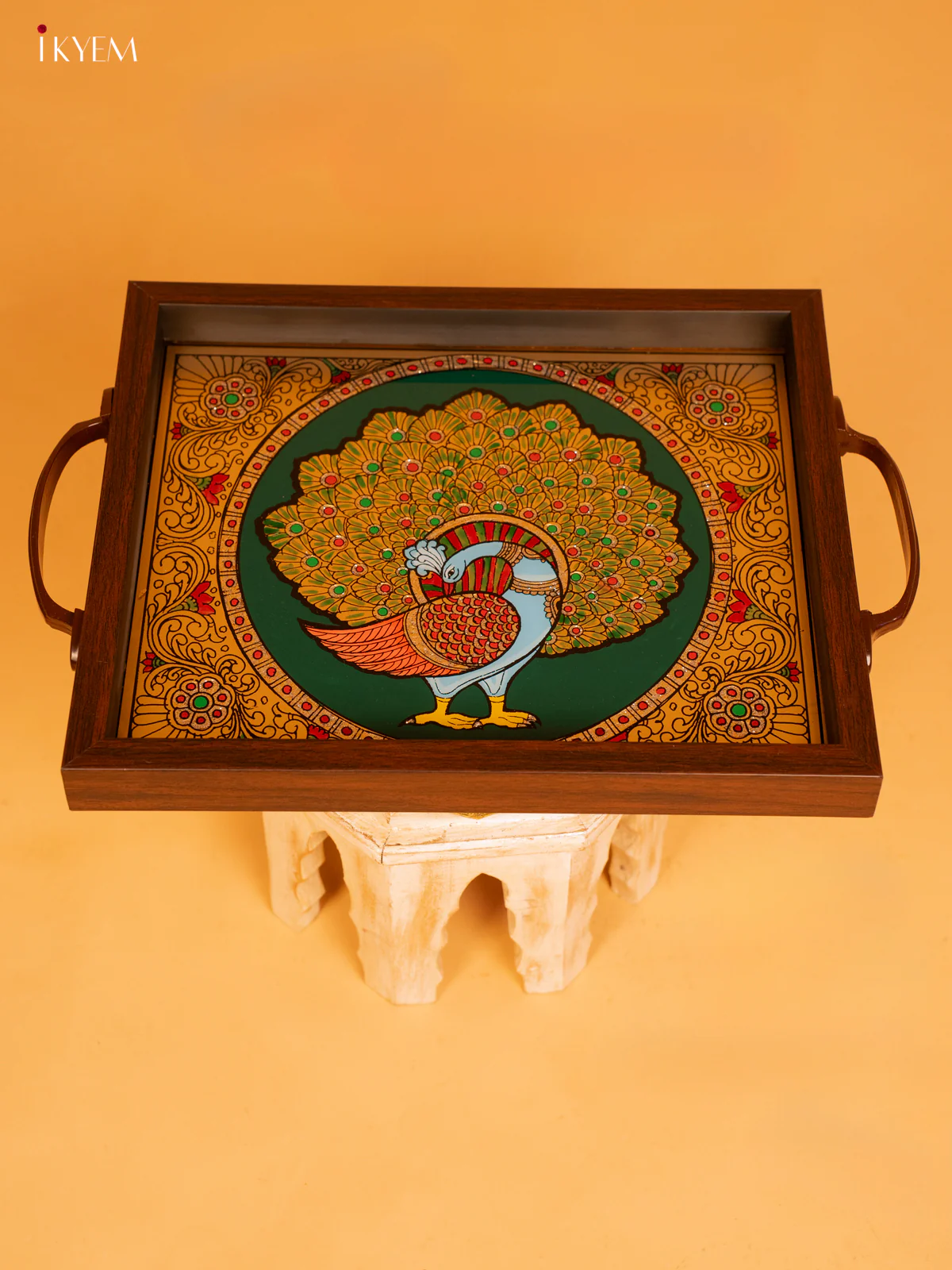 Reverse Glass Painted Tray (10x12) - Peacock - KL25116 - Image 5