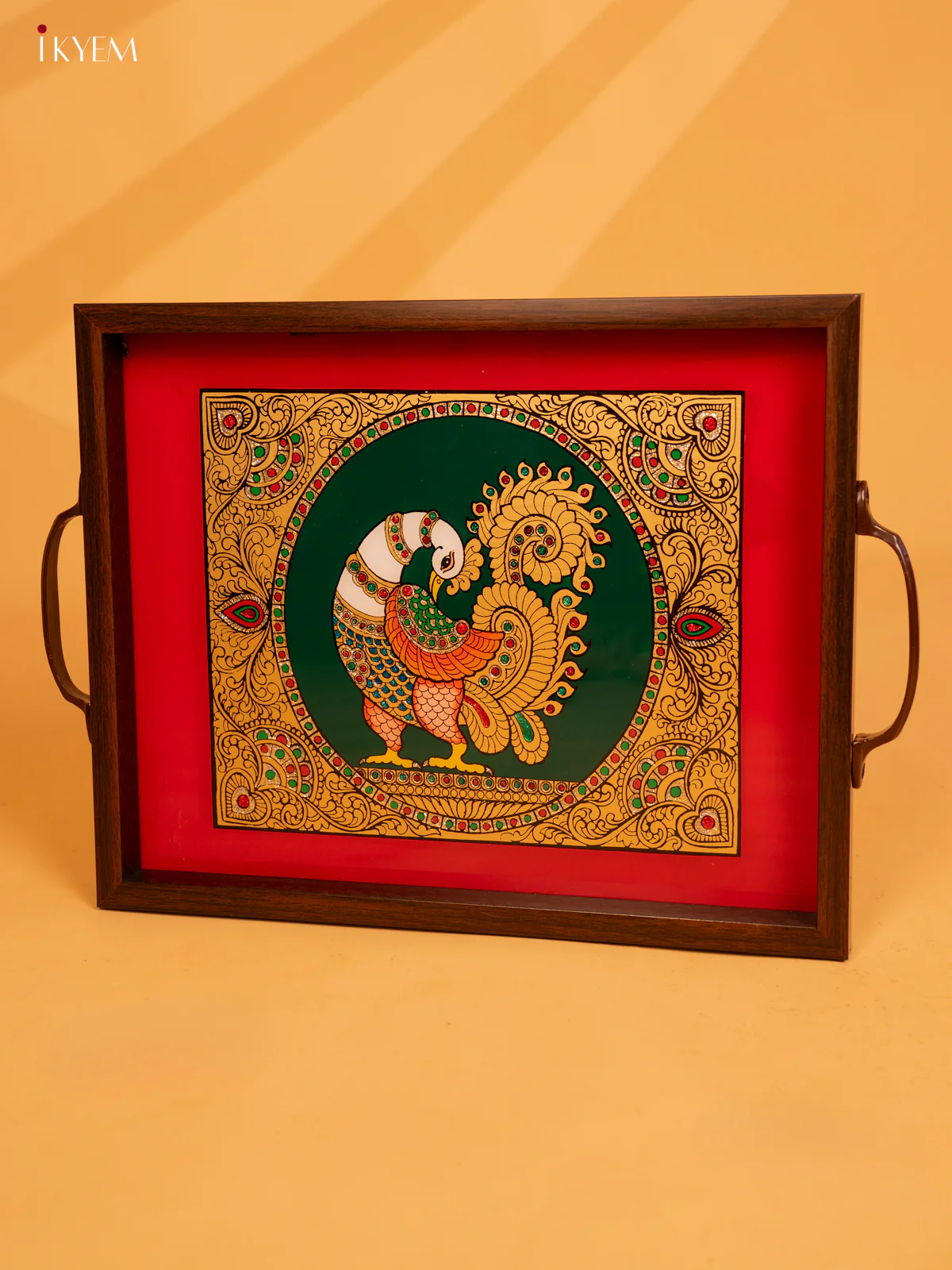 Reverse Glass Painted Tray (12x15) - Peacock - KL25119 - Image 2