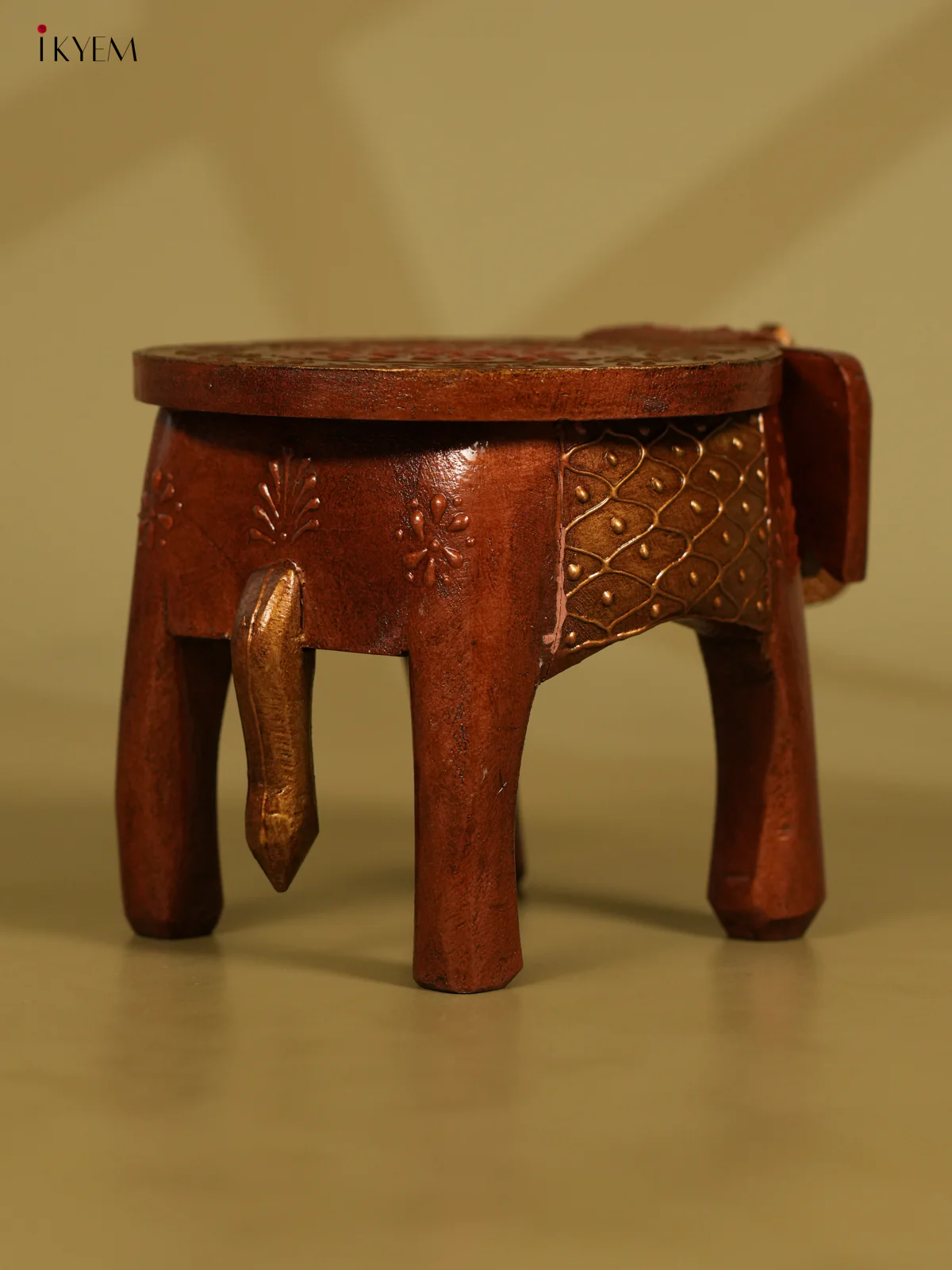 Hand painted Wooden Elephant Stool - 6inch - KL30112 - Image 10