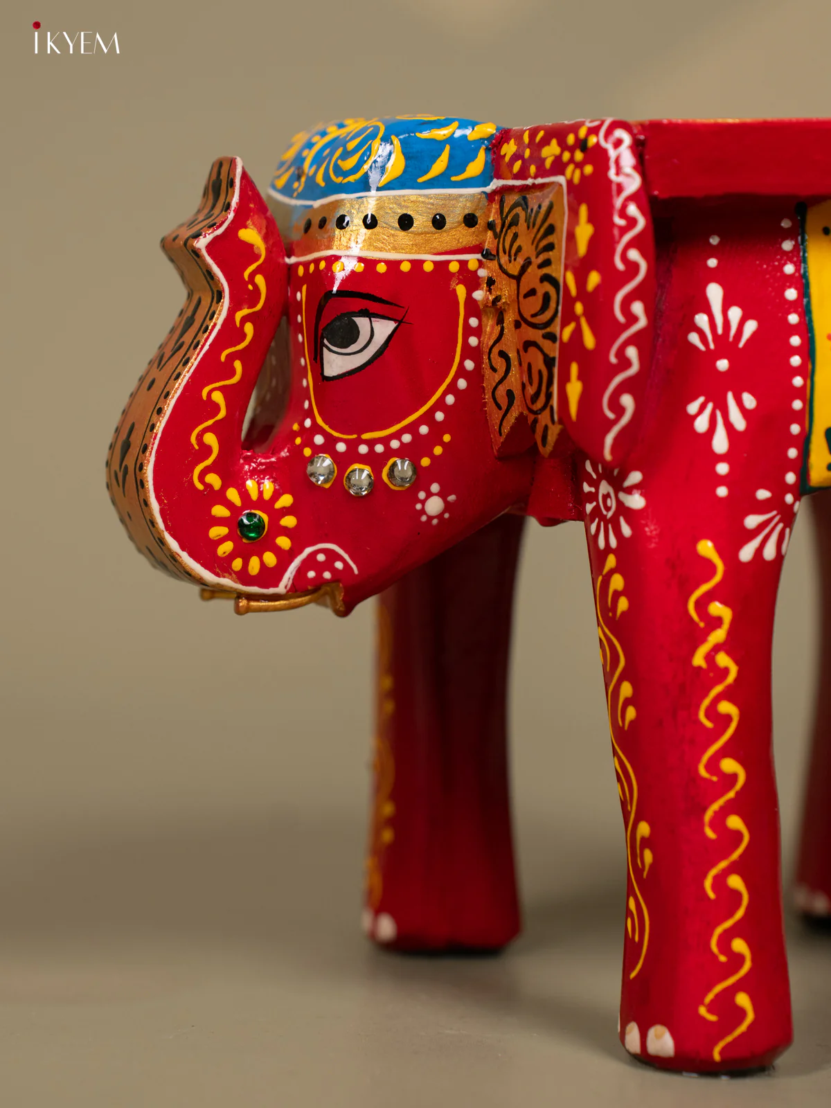Hand Painted Wooden Elephant Stool - Distressed Black - 8inch - KL30115 - Image 13