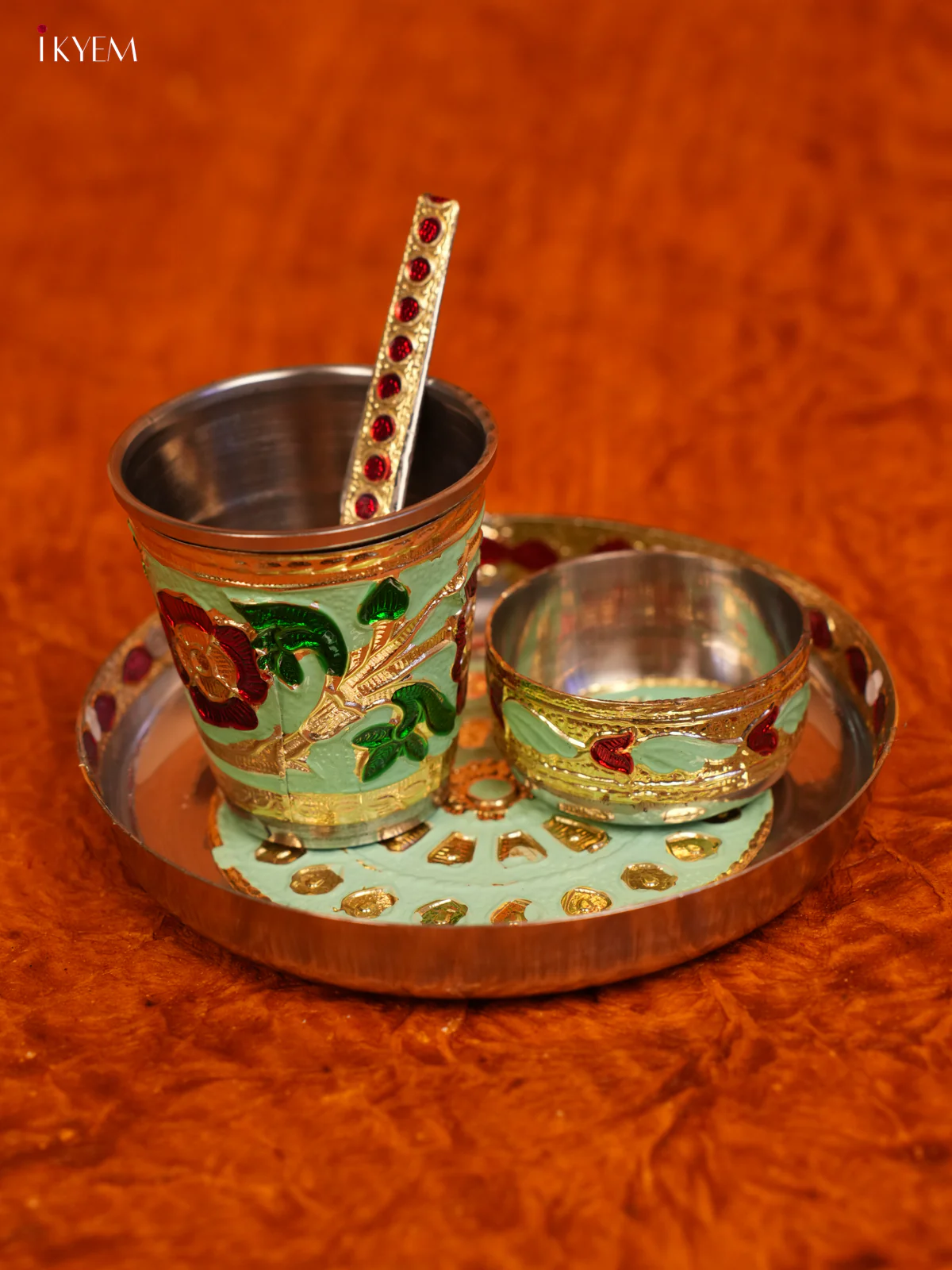 Meenakari Baby Thali Set (4×4) - Green - KL31123 - Image 2