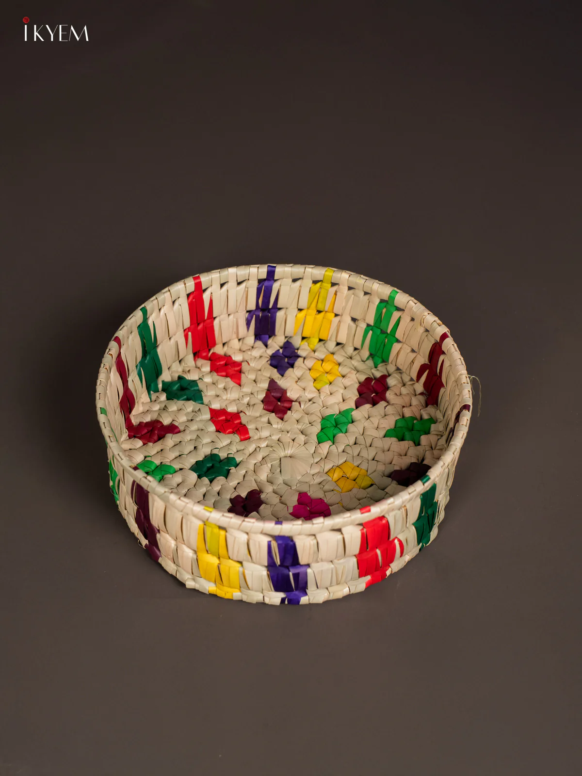 Eco-Friendly Handcrafted Colorful Woven Round Tray - KM11111