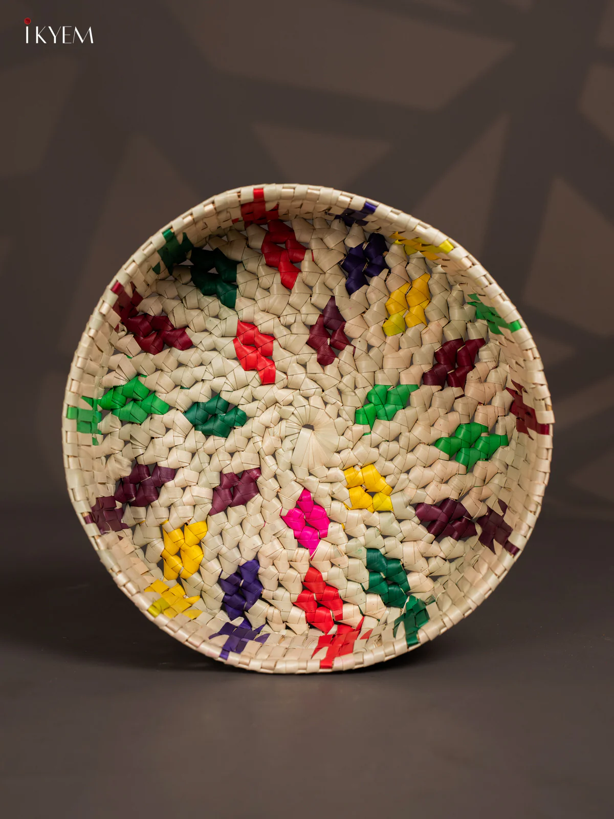 Eco-Friendly Handcrafted Colorful Woven Round Tray - KM11111 - Image 2