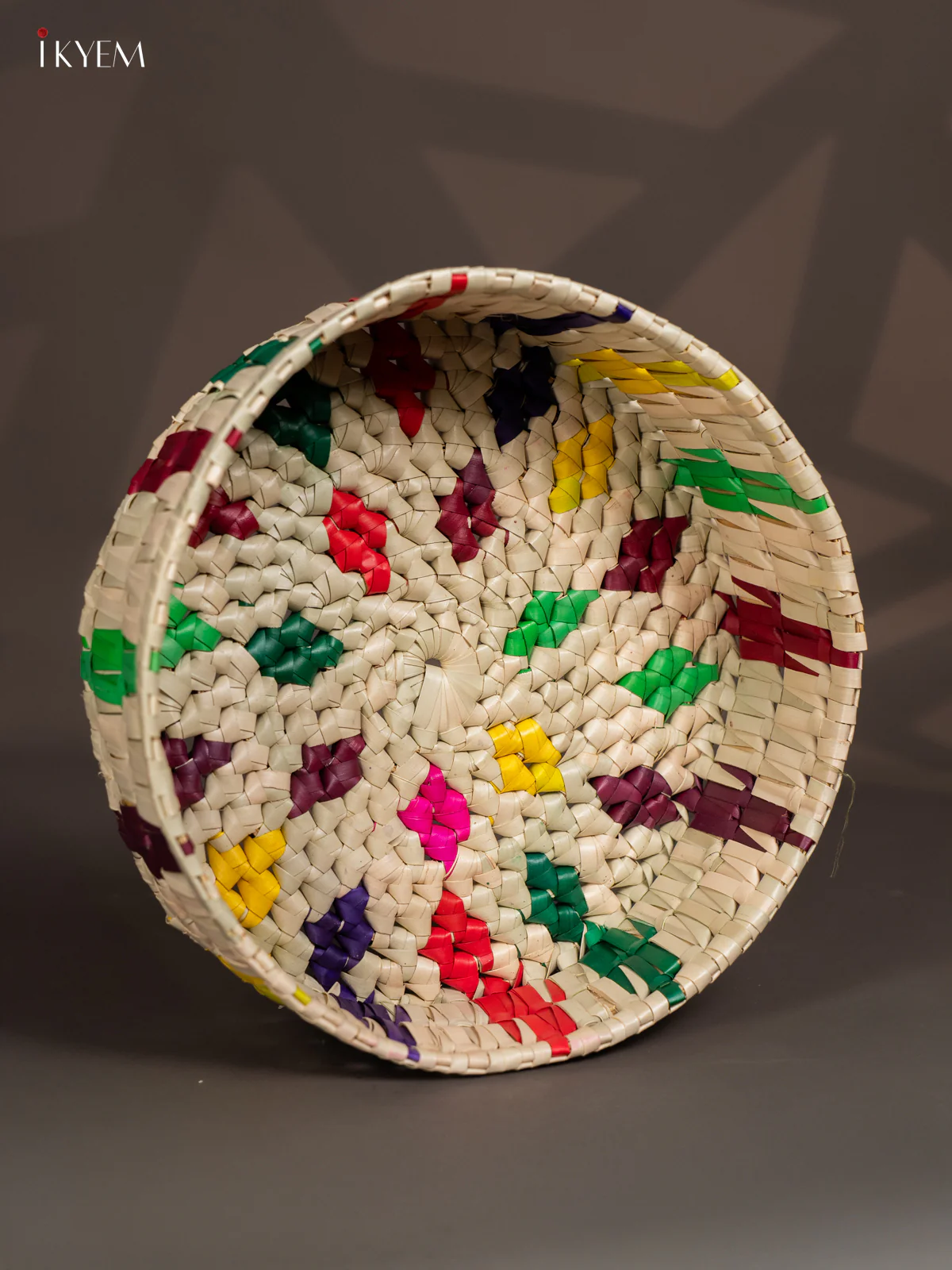 Eco-Friendly Handcrafted Colorful Woven Round Tray - KM11111 - Image 3