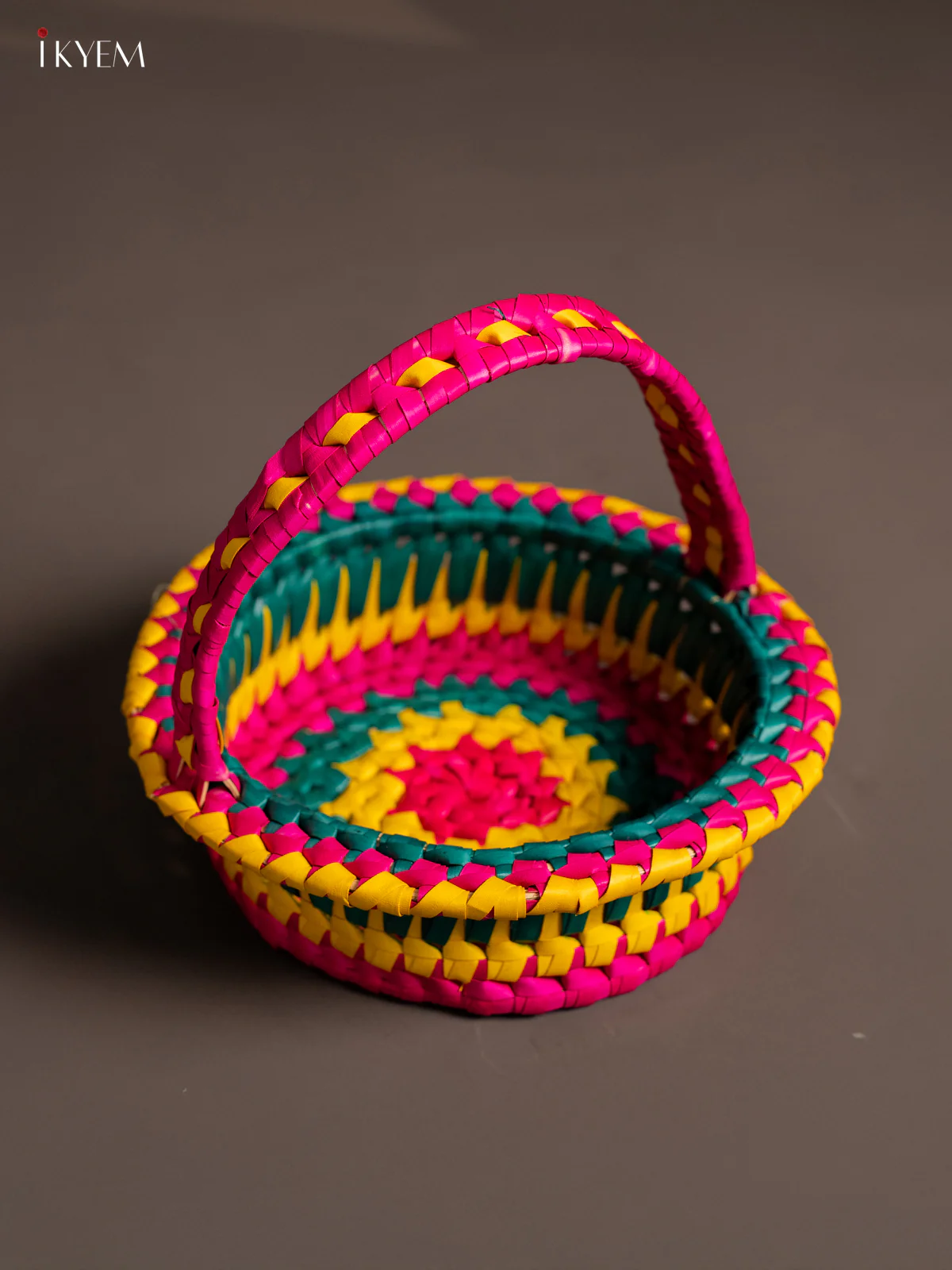 Traditional Hand Woven Multi coloured Basket - KM11126