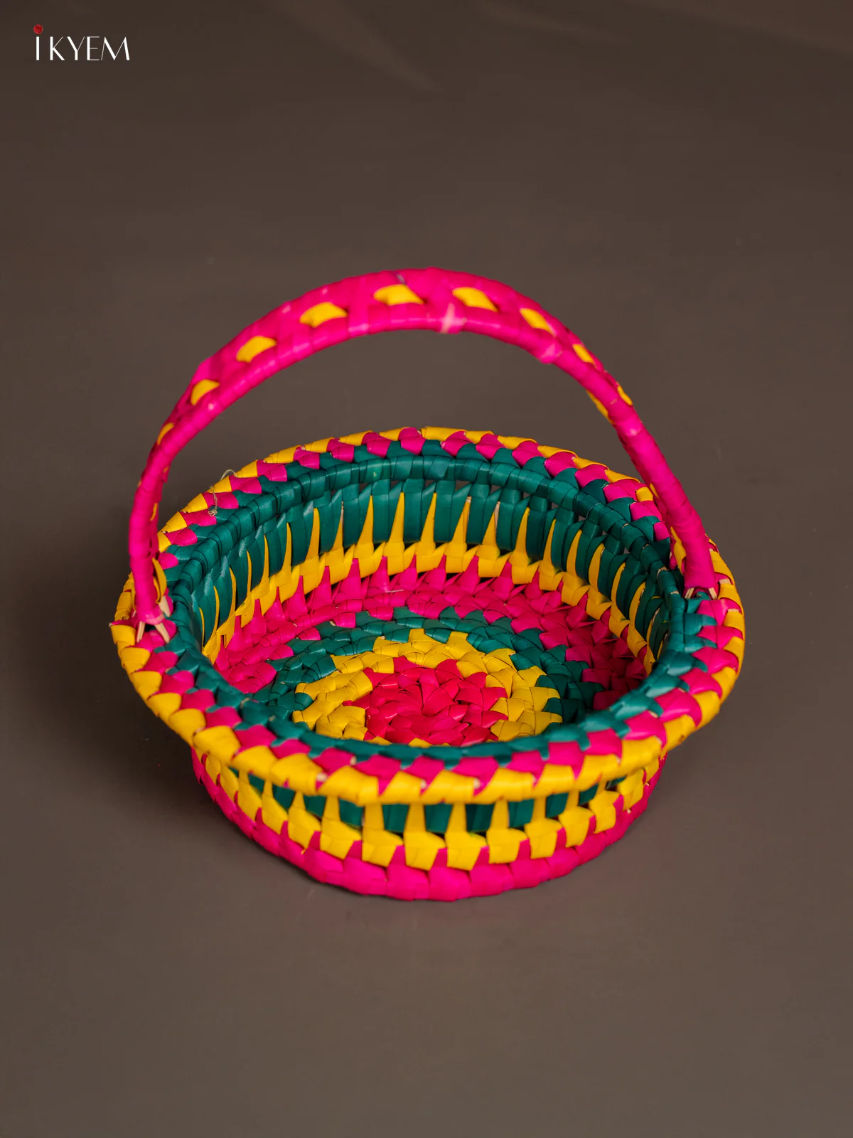Traditional Hand Woven Multi coloured Basket - KM11126 - Image 2