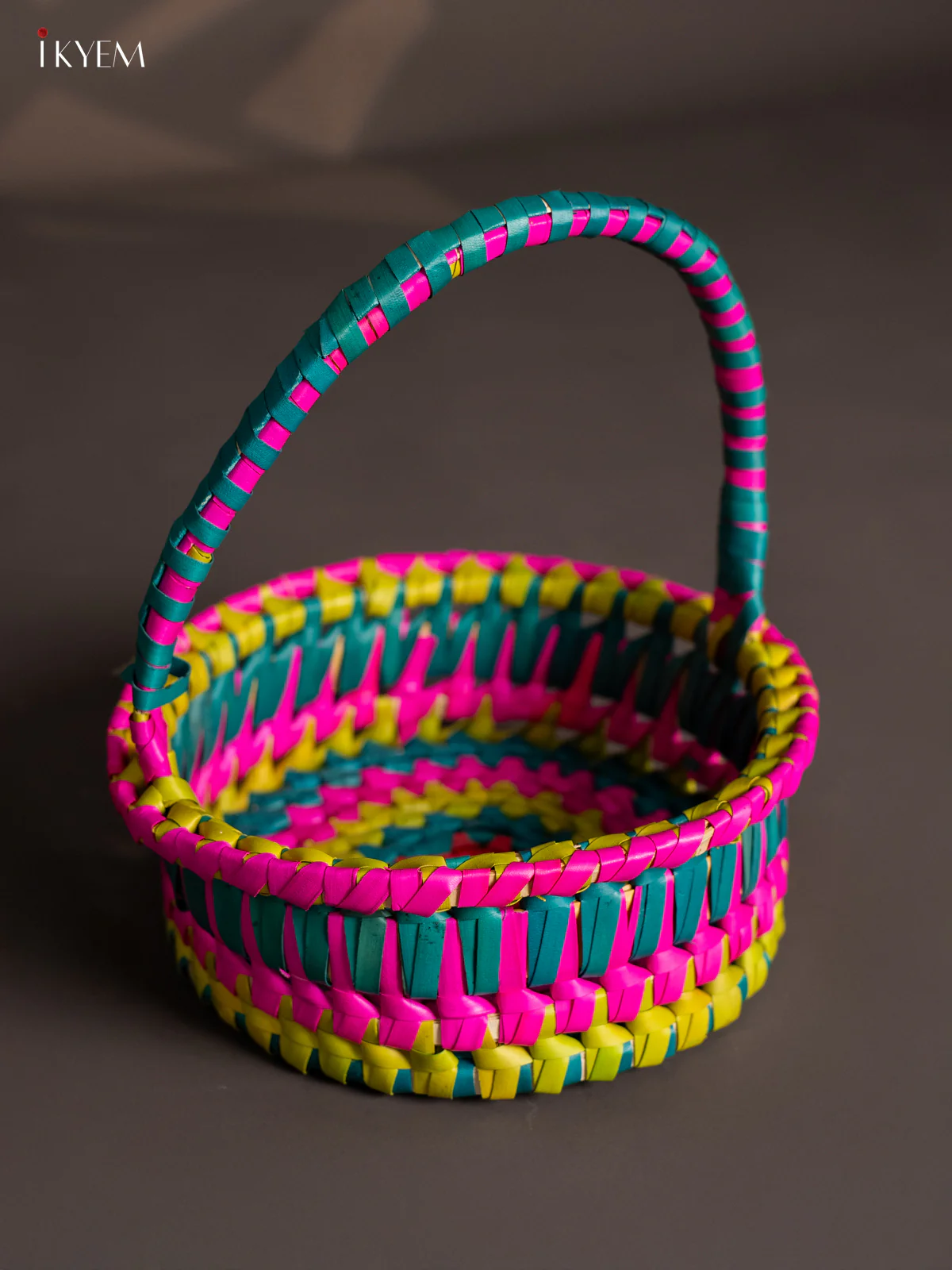 Traditional Hand Woven Multi coloured Basket - KM11127 - Image 2