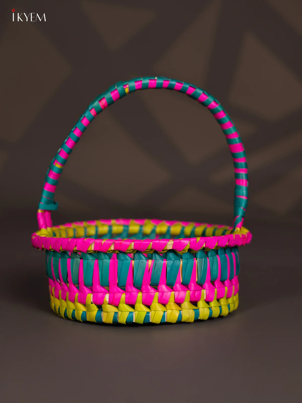 Traditional Hand Woven Multi coloured Basket - KM11127 - Image 3