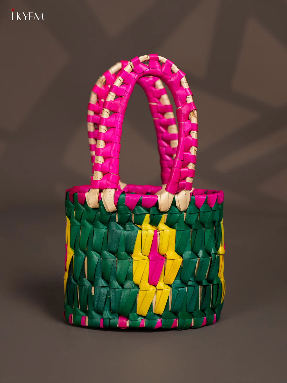 Traditional Hand Woven Multi coloured Basket - KM11131 - Image 2
