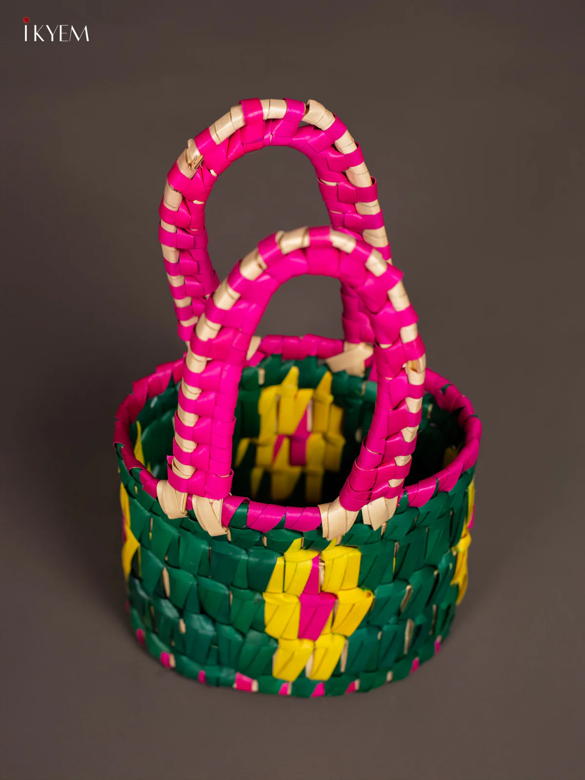 Traditional Hand Woven Multi coloured Basket - KM11131 - Image 3