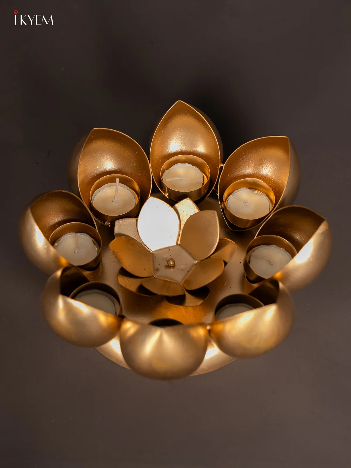 Decorative Metal Lotus Candle Holder – 8 Inch - KM12120