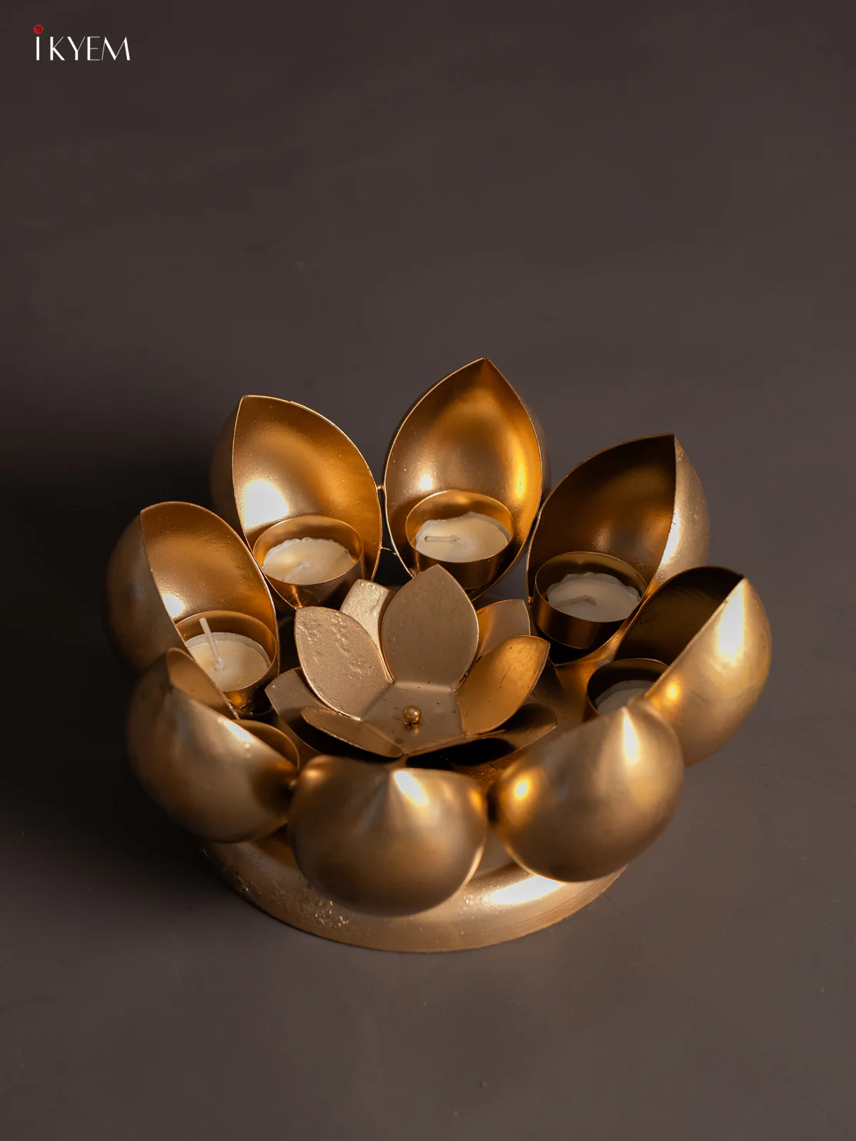 Decorative Metal Lotus Candle Holder – 8 Inch - KM12120 - Image 3