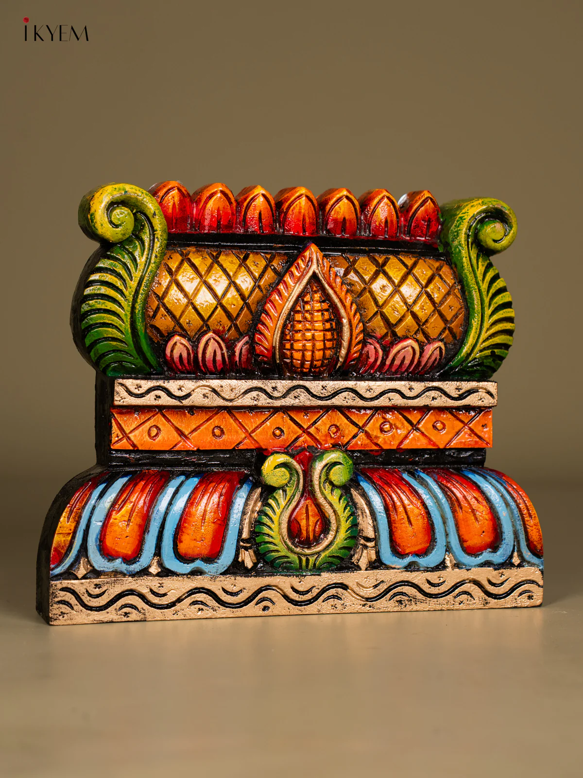 Hand-Painted Wooden Gopuram Panel - 10 Inch - KN01119 - Image 2