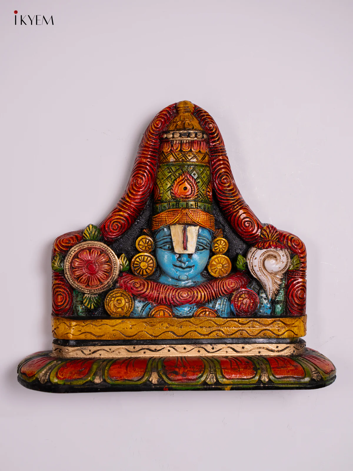 Hand-Painted Wooden Balaji & Padmavathi - 12 Inch - KN01120 - Image 3