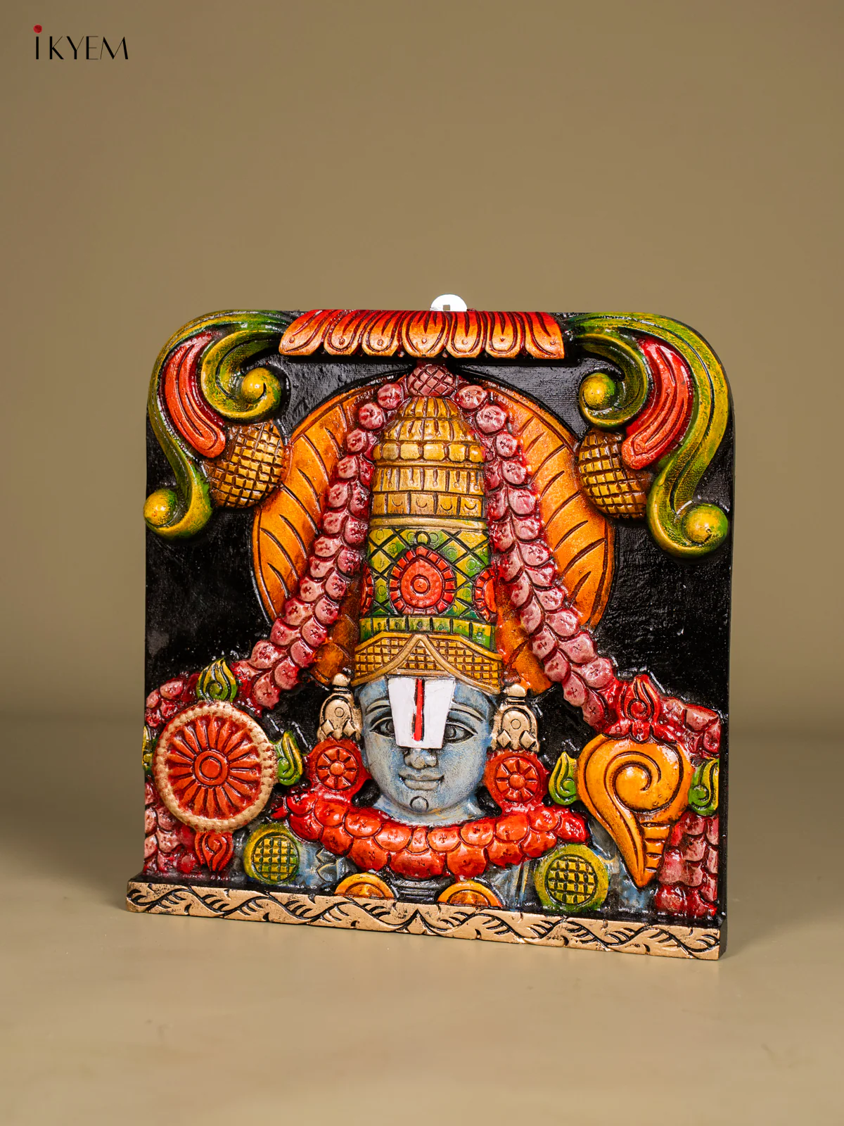 Hand-Painted Wooden Balaji Head Wall Hanging - 12 Inch - KN01121 - Image 3