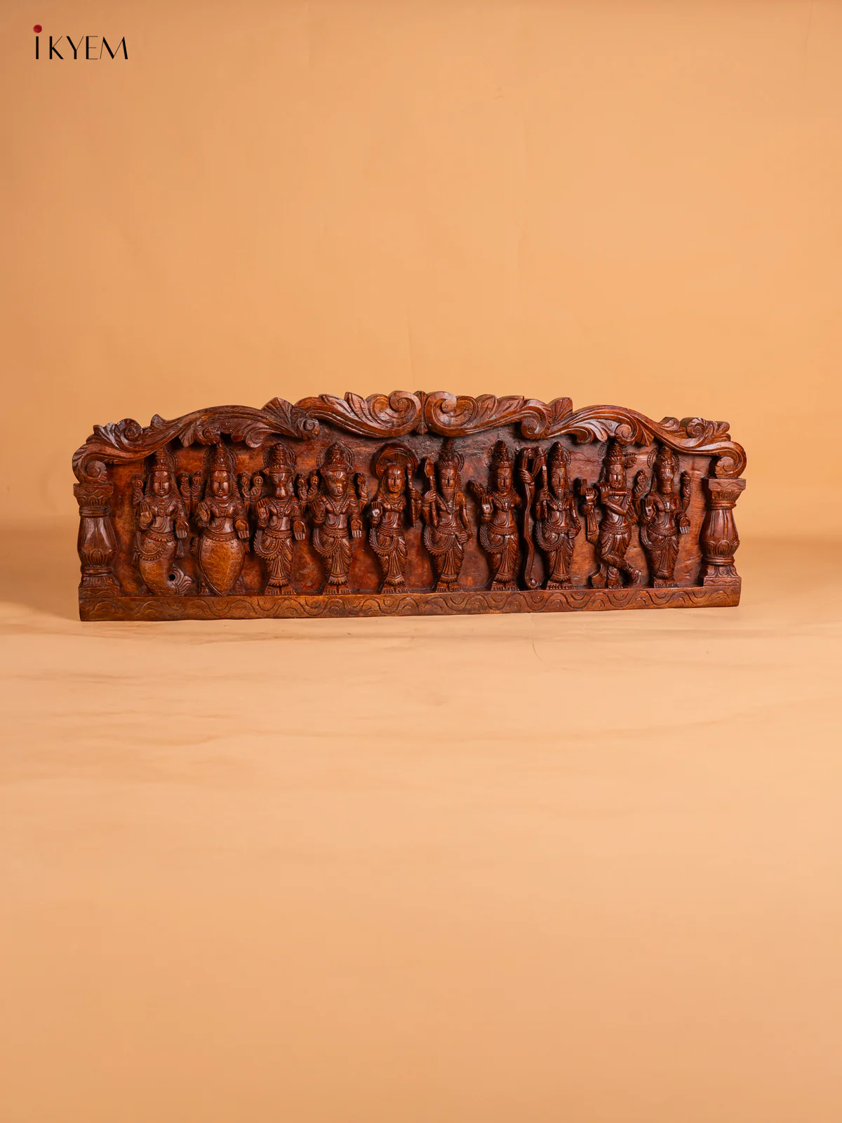 Hand-Carved Wooden Dasavathram Panel - 12 Inch - KN01130 - Image 5