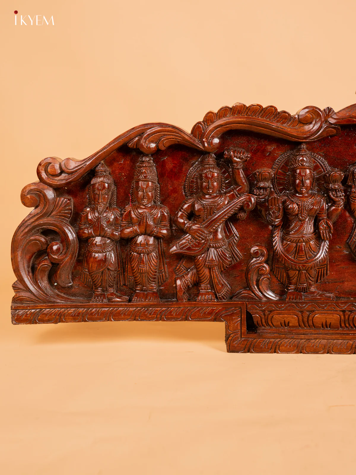 Wooden Carved Meenakshi Sundareswarar Thirukalyanam Panel - 16 Inch - KN01134 - Image 2