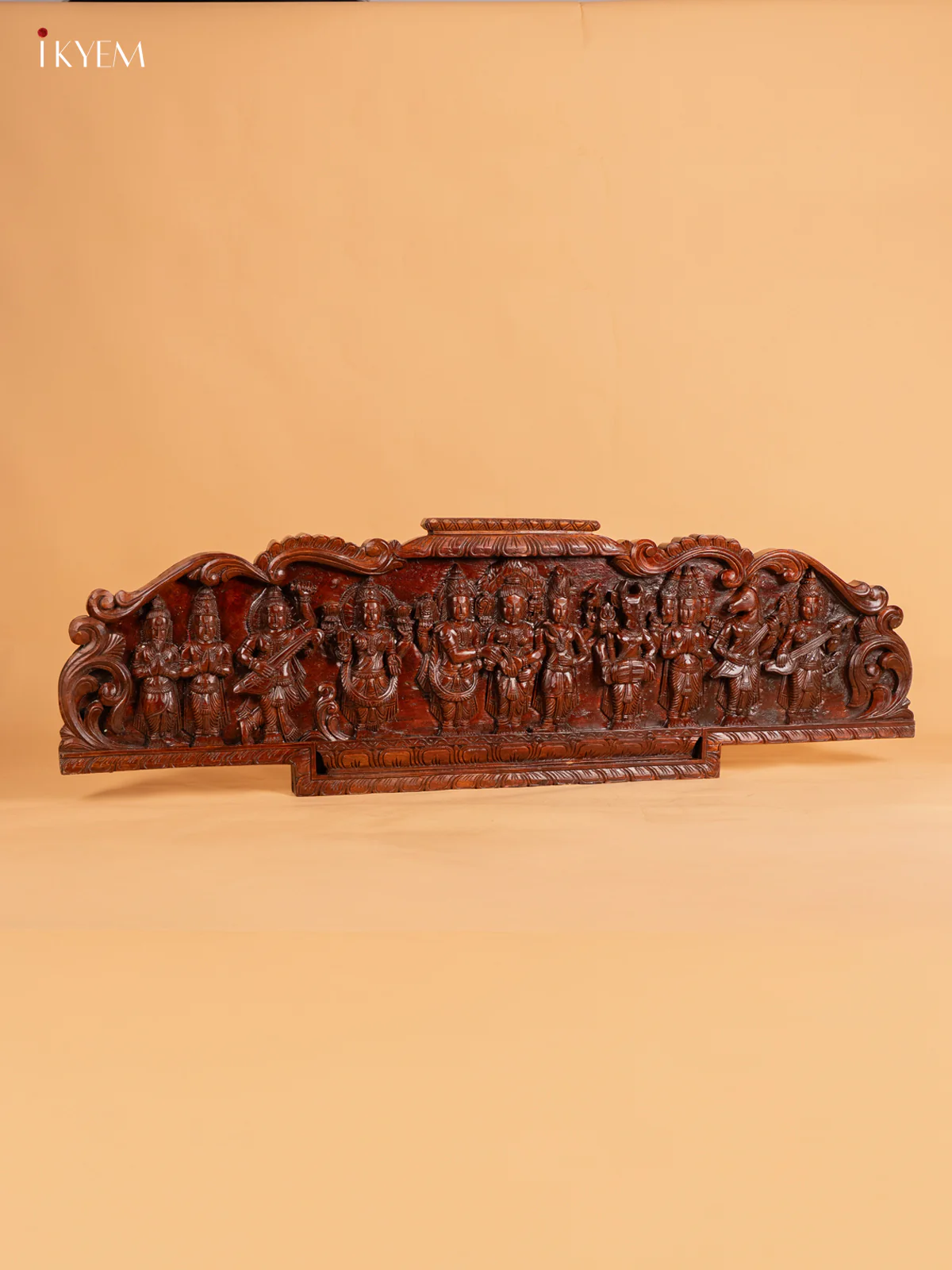 Wooden Carved Meenakshi Sundareswarar Thirukalyanam Panel - 16 Inch - KN01134 - Image 5