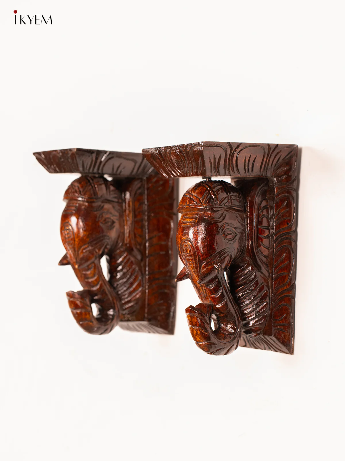 Handcrafted Wooden Elephant Wall Bracket - 9 Inch - KN01144 - Image 3