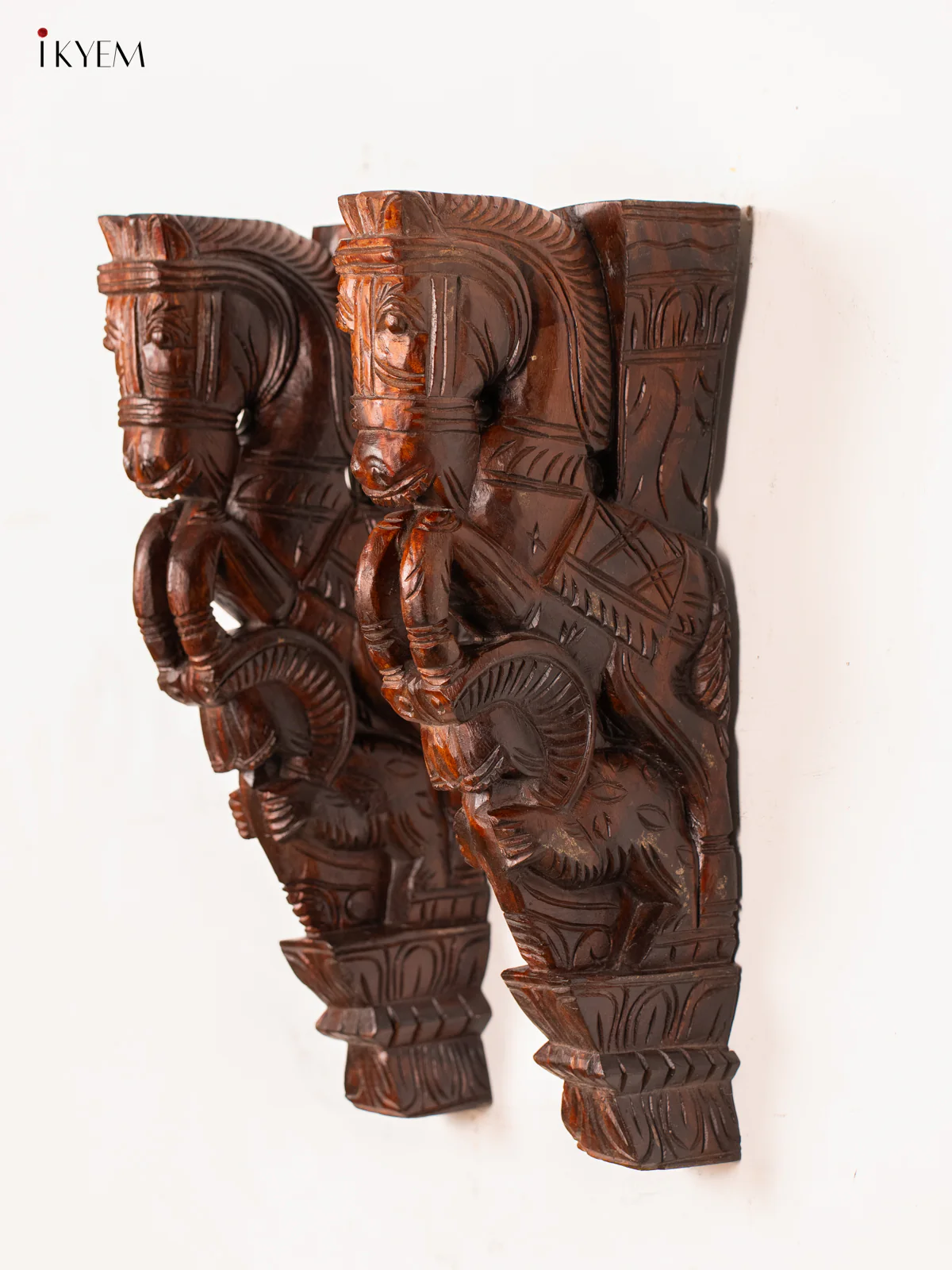 Handcrafted Wooden Horse with Yazhi Wall Bracket - 18 Inch - KN01153 - Image 3