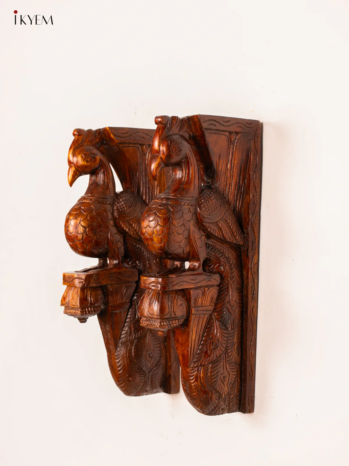 Handcrafted Wooden Peacock Wall bracket - 18 Inch - KN01156 - Image 3