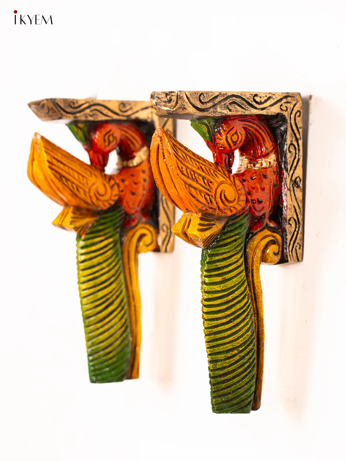 Hand-Painted Wooden Parrot Wall Bracket - 12 Inch - KN01165 - Image 2