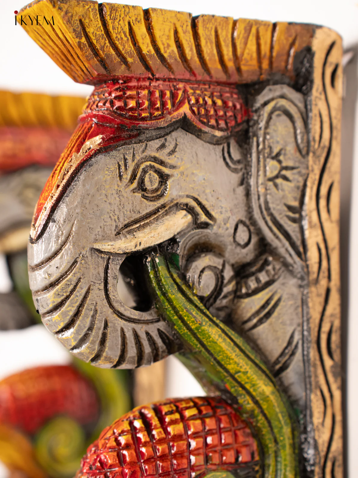 Hand-Painted Wooden Elephant Wall Bracket - 12 Inch - KN01186 - Image 2