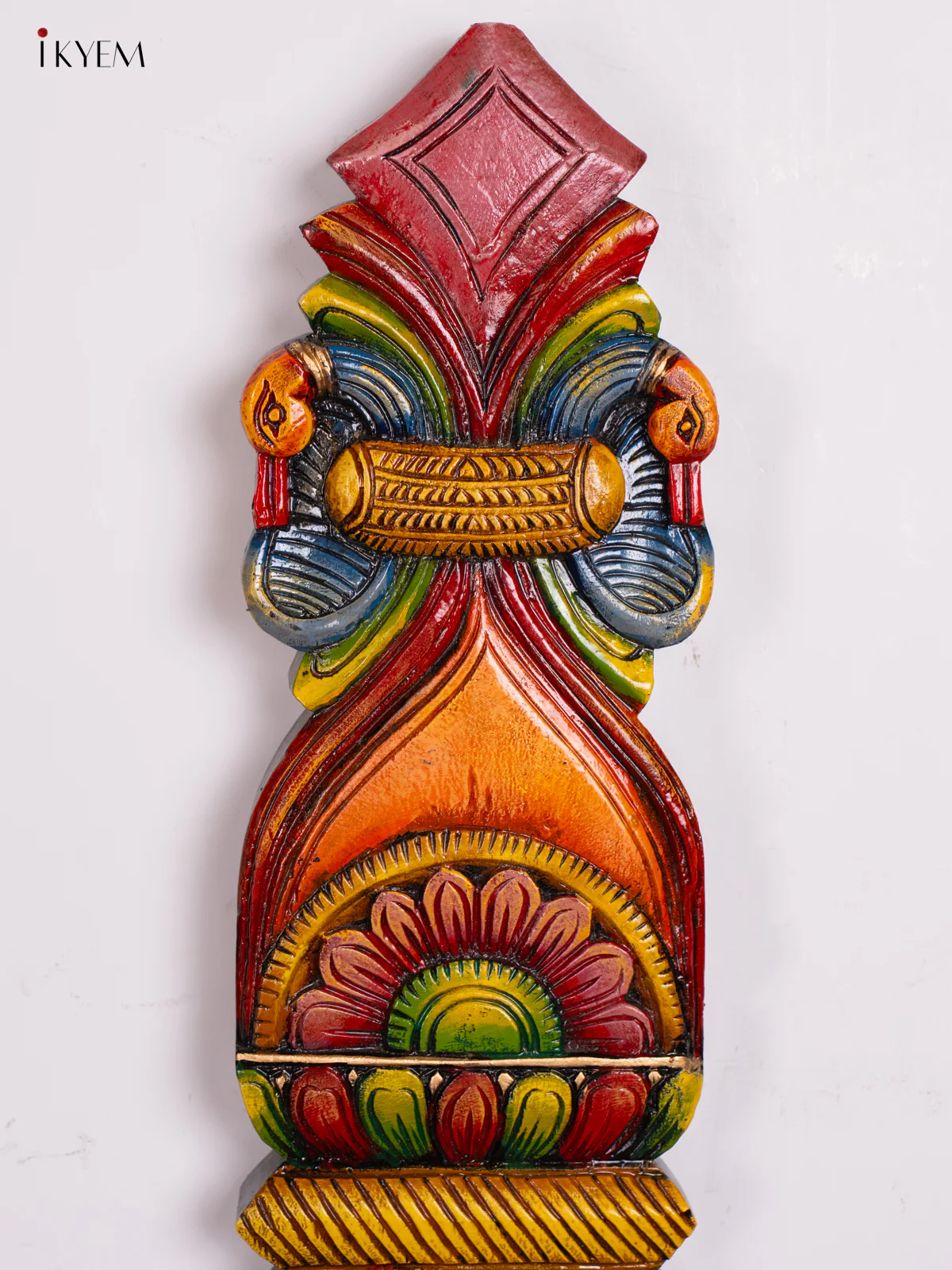 Hand-painted Wooden Diya Wall Shelf - 36 Inch - KN01208 - Image 4