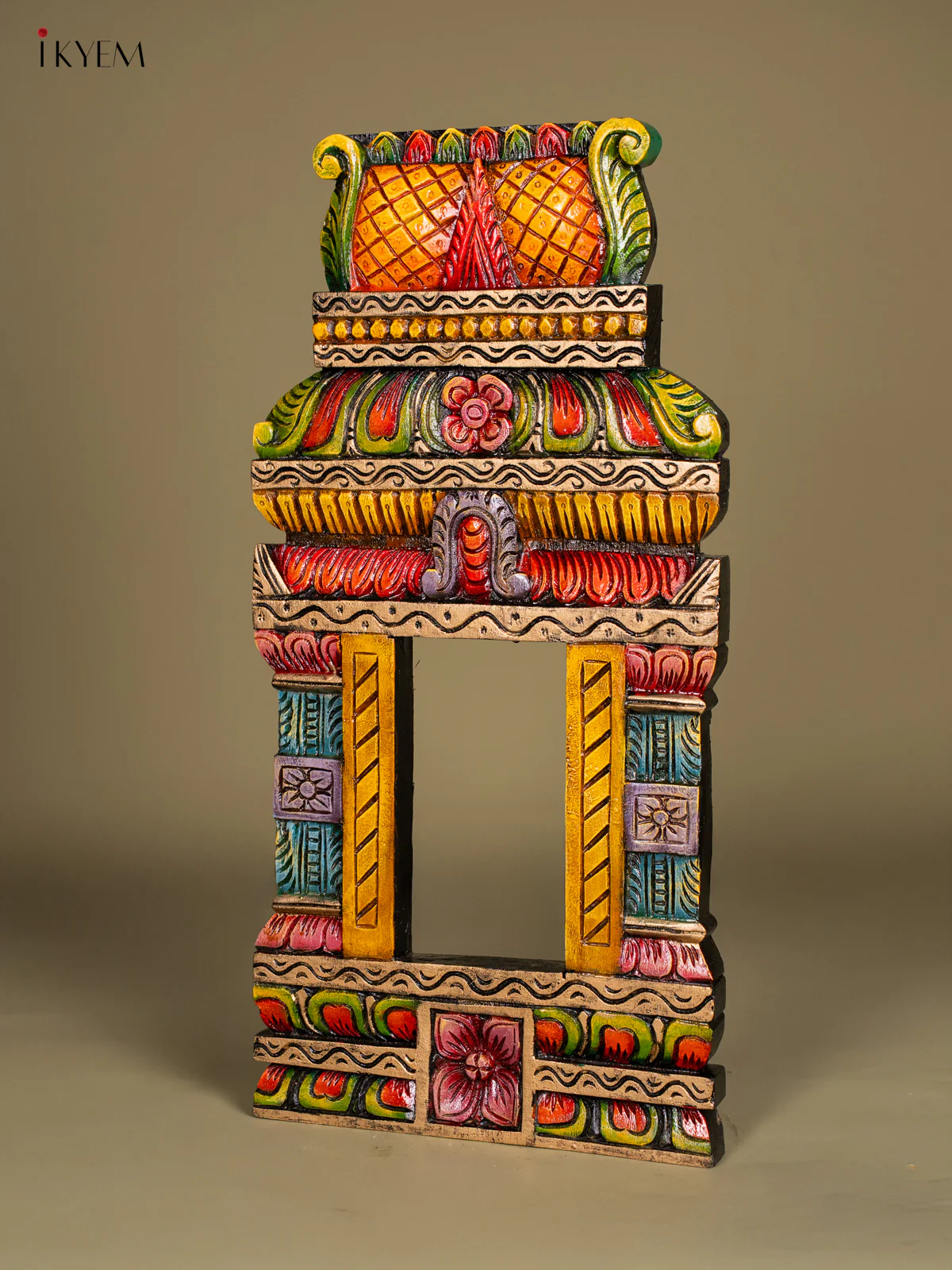 Hand-painted Wooden Carved Kovil Gopuram Panel - 24 Inch - KN01212 - Image 4