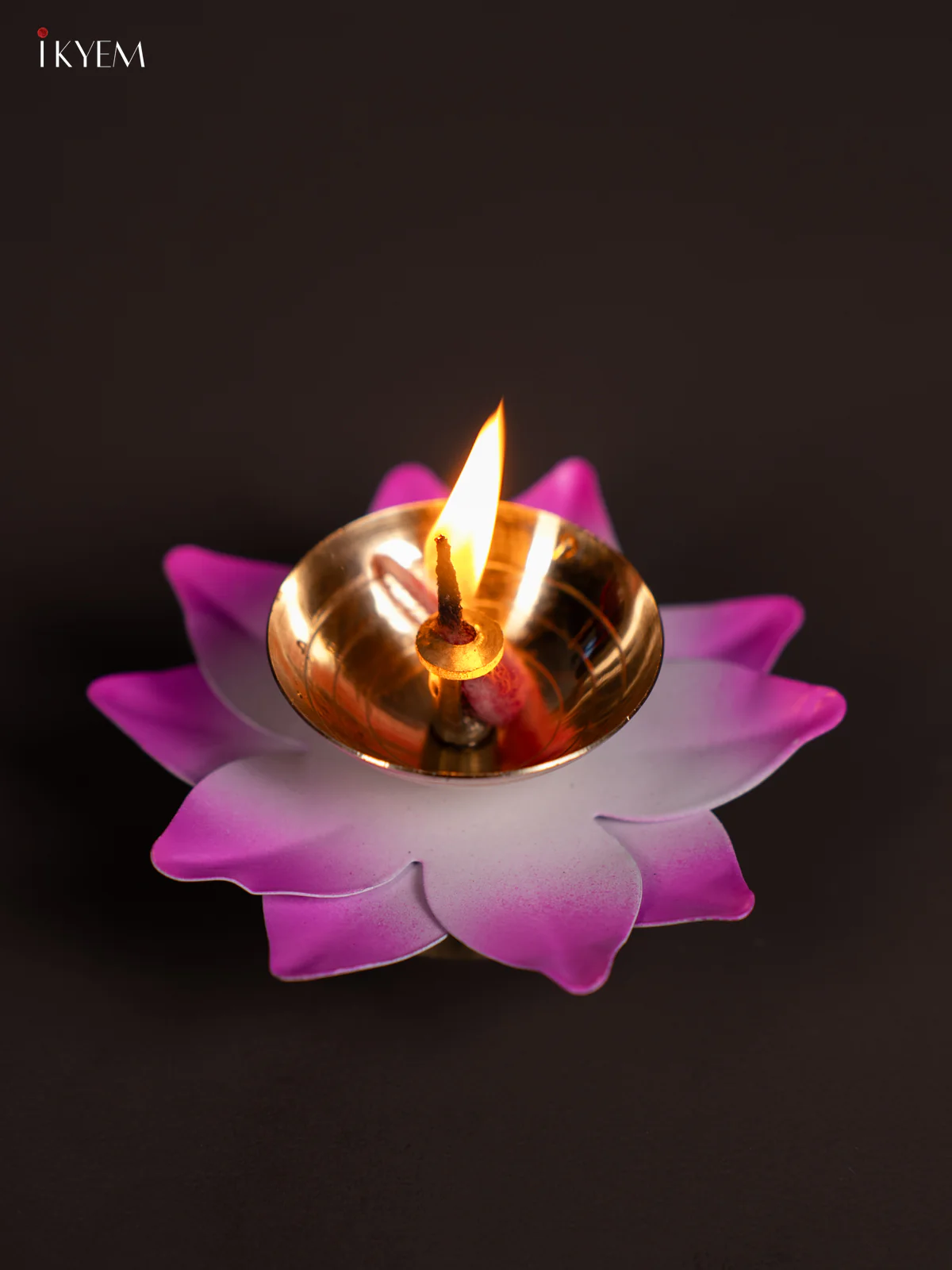 Baby Pink Brass Lotus Diya - 3 Inch - KN04111 - Image 3