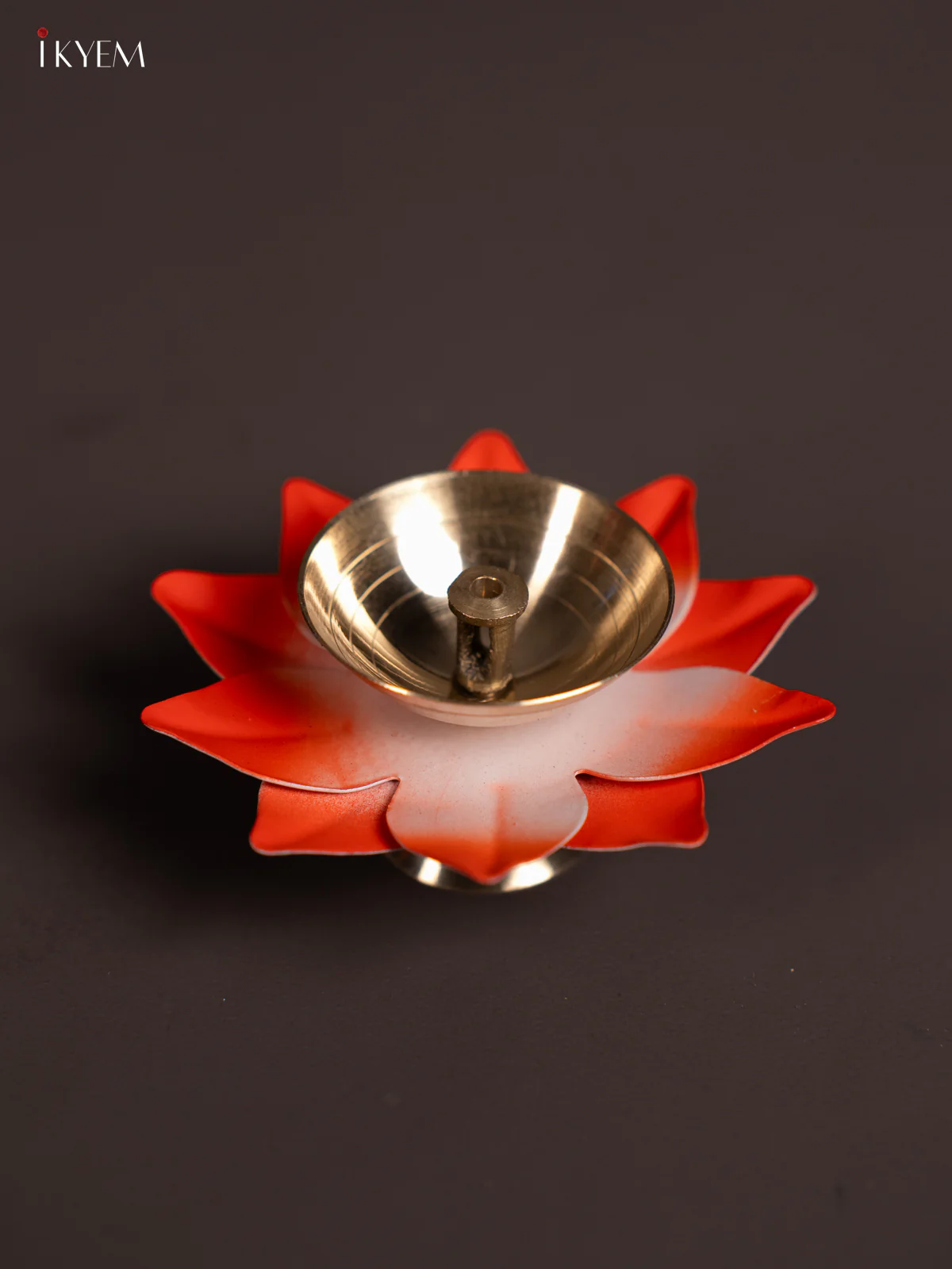 Orange Brass Lotus Diya - 3 Inch - KN04112 - Image 2