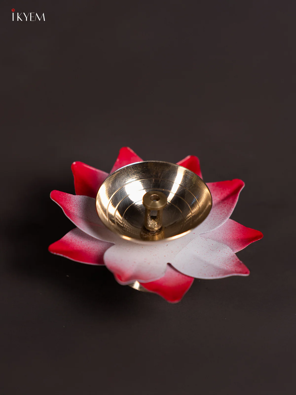 Red Brass Lotus Diya - 3 Inch - KN04116 - Image 2