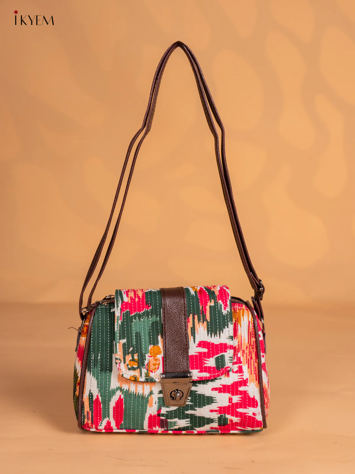 Ikkat printed Gusset & Flap Sling Bag - Multicolour - KN05155