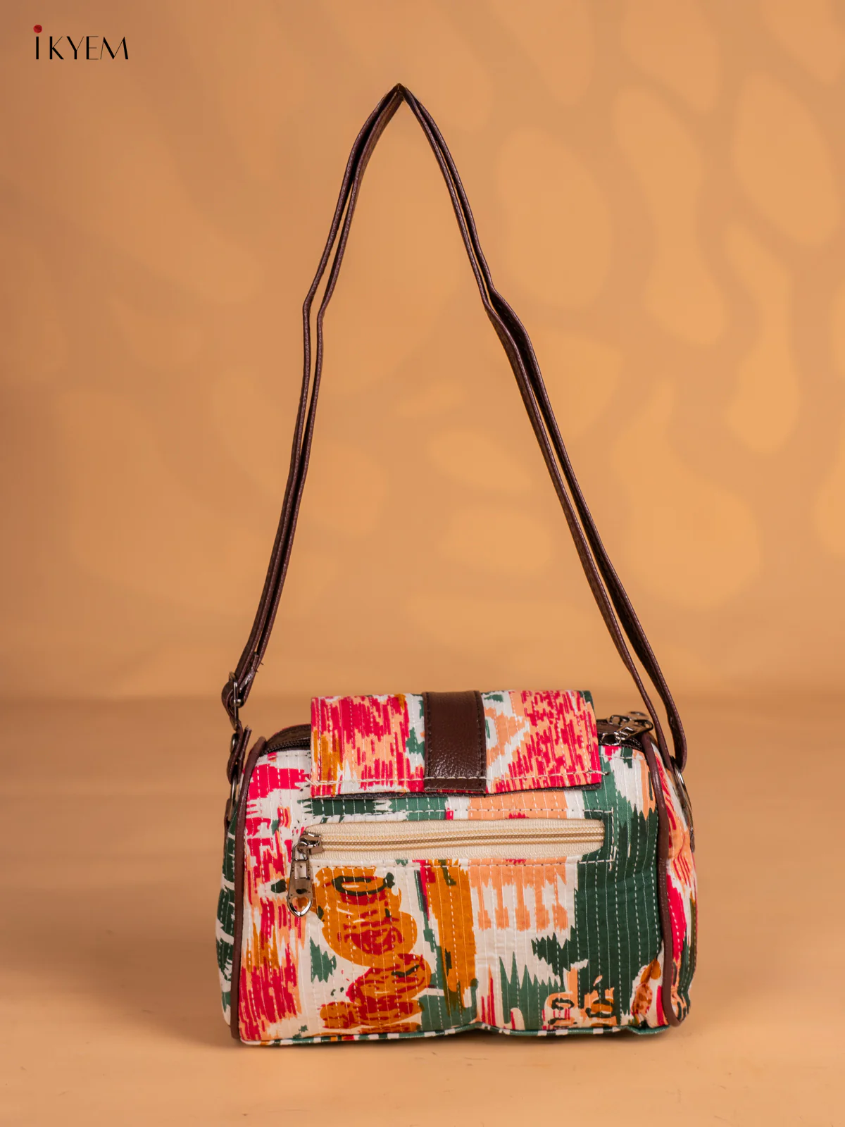 Ikkat printed Gusset & Flap Sling Bag - Multicolour - KN05155 - Image 3