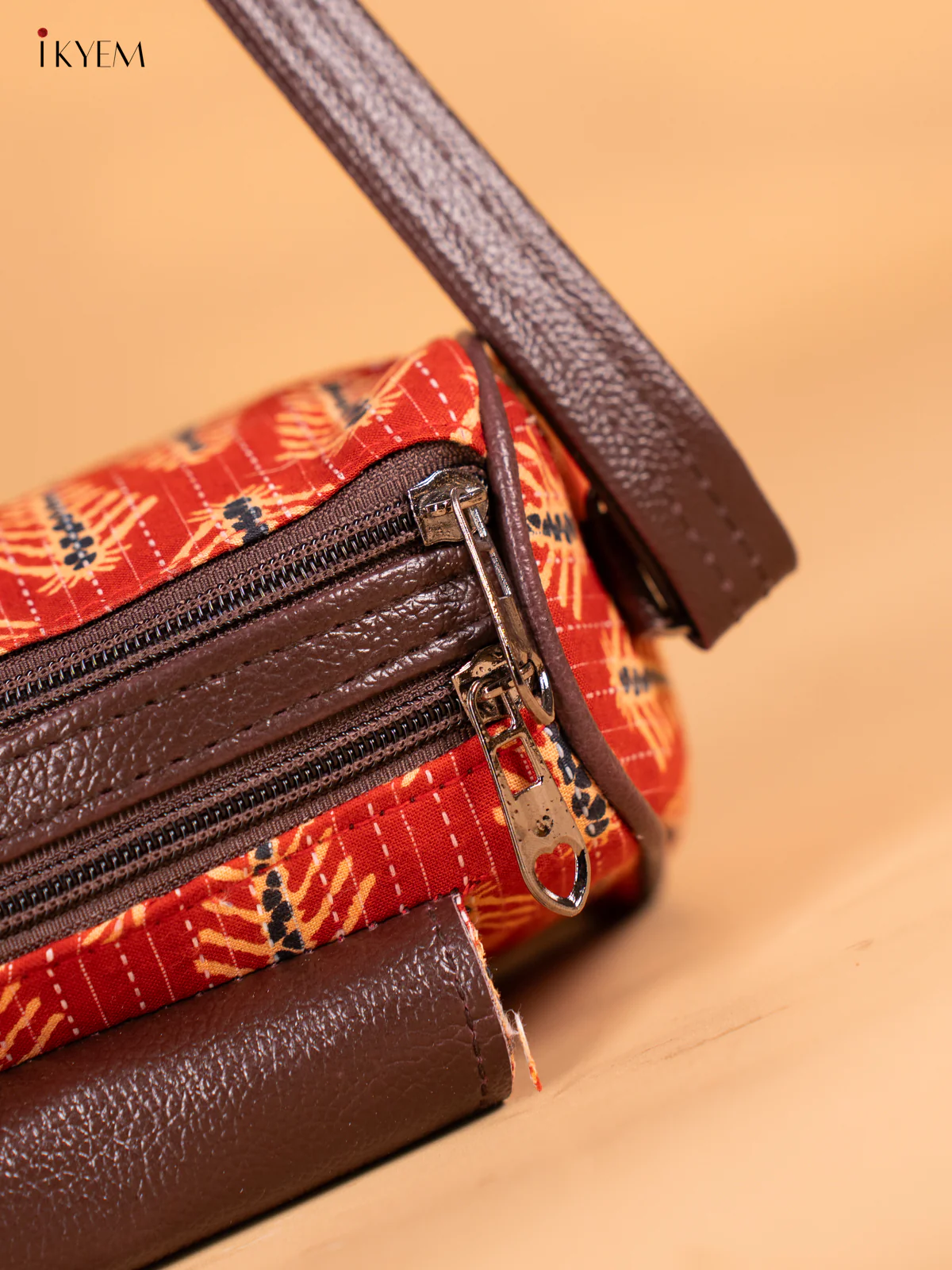 Ajrakh printed Gusset & Flap Sling Bag - Red - KN05156 - Image 4