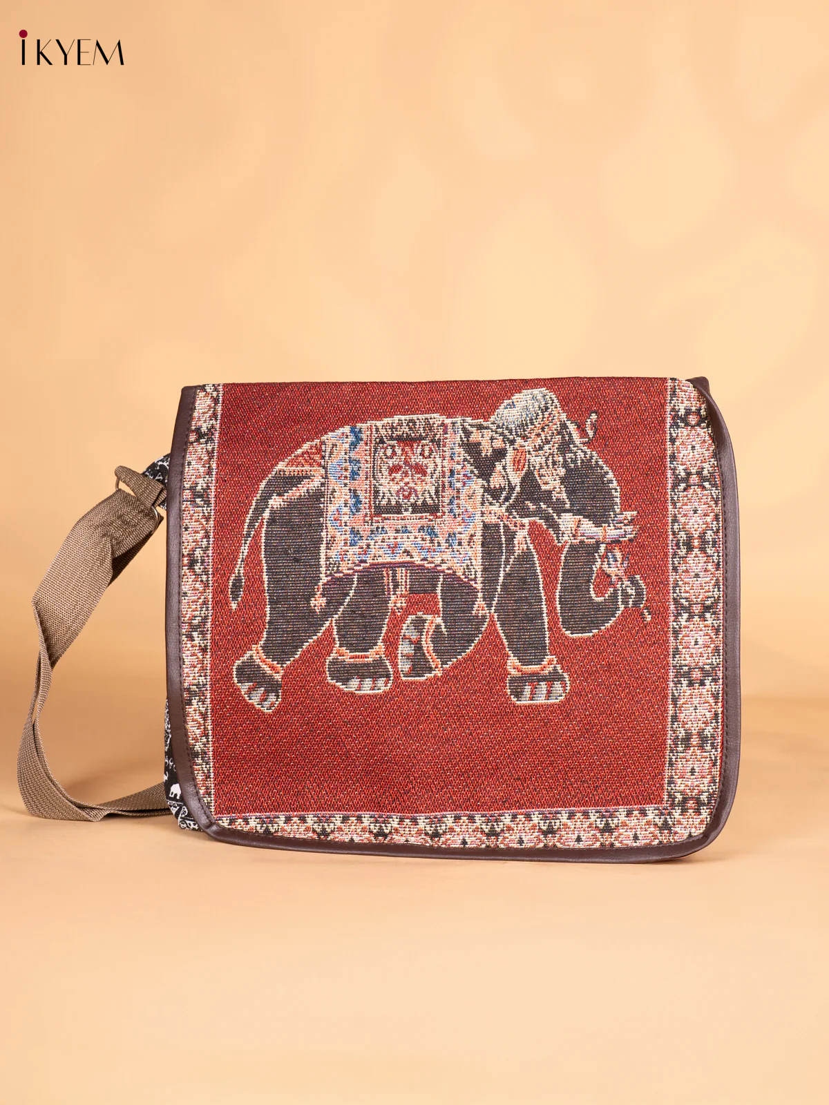 Elephant Design Crossbody Bag - Black - KN05167