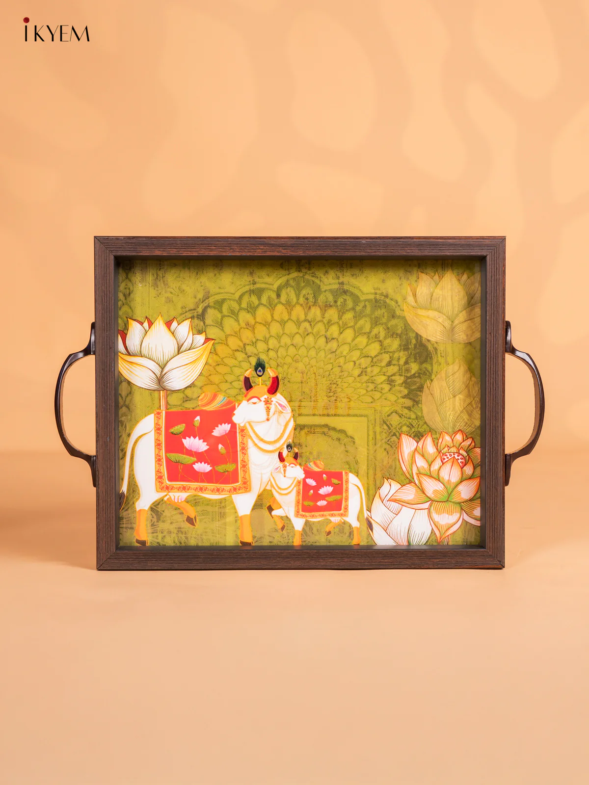 Pichwai Cow & Calf Tray - (10.4X8.5) Inch - KN06113
