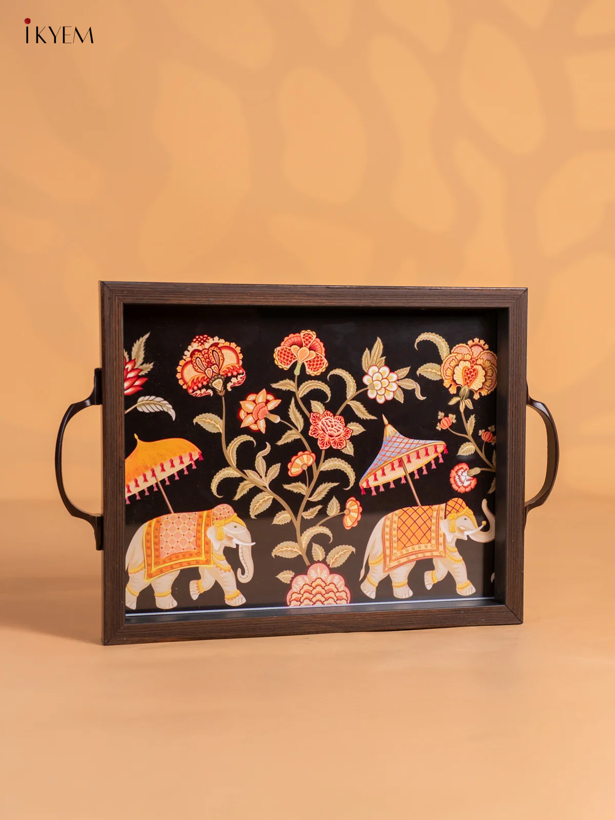 Madhubani Art Tray with Depiction of Elephant - (10.4X8.5) Inch - KN06114 - Image 2