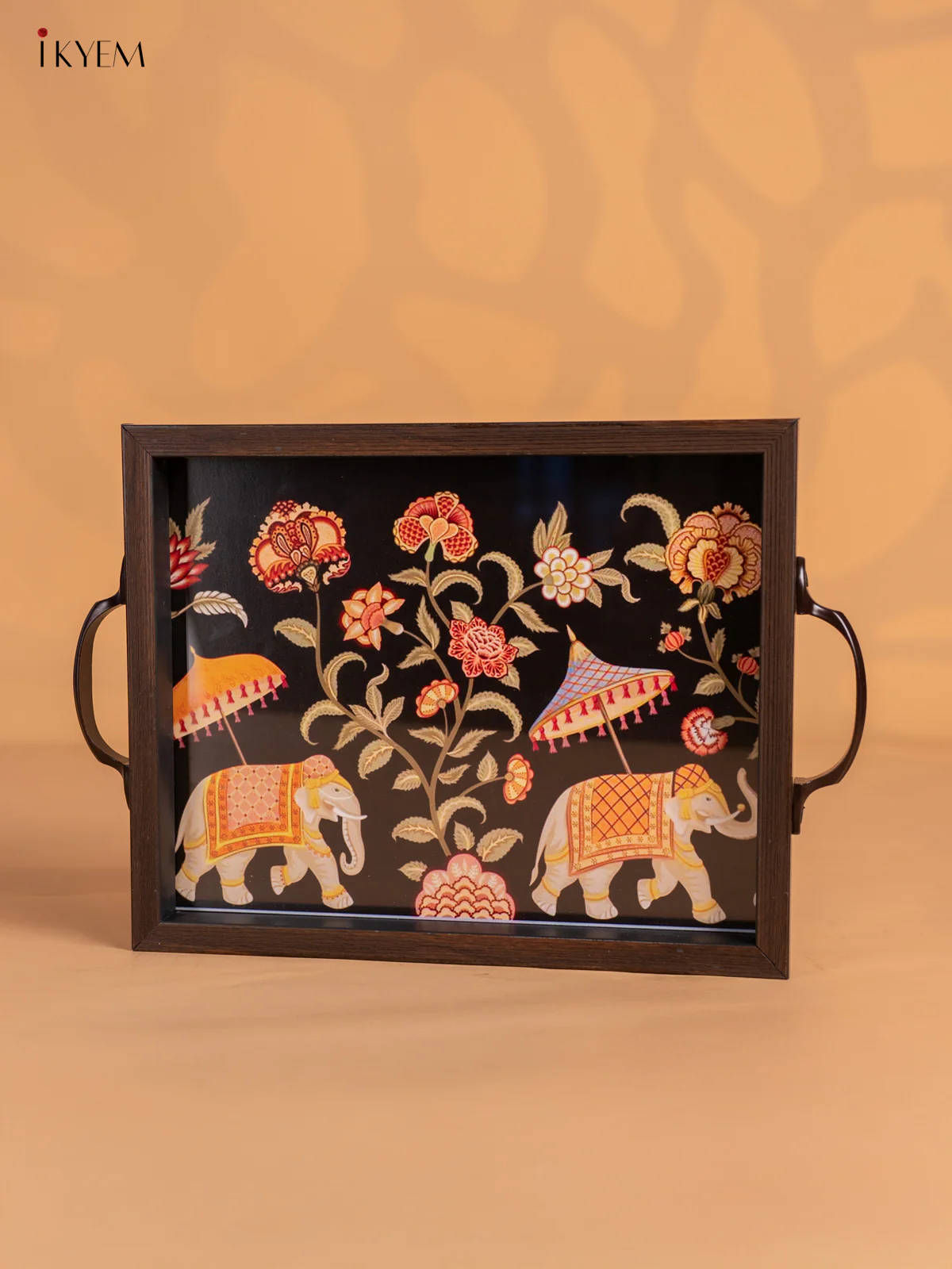 Madhubani Art Tray with Depiction of Elephant - (10.4X8.5) Inch - KN06114 - Image 3