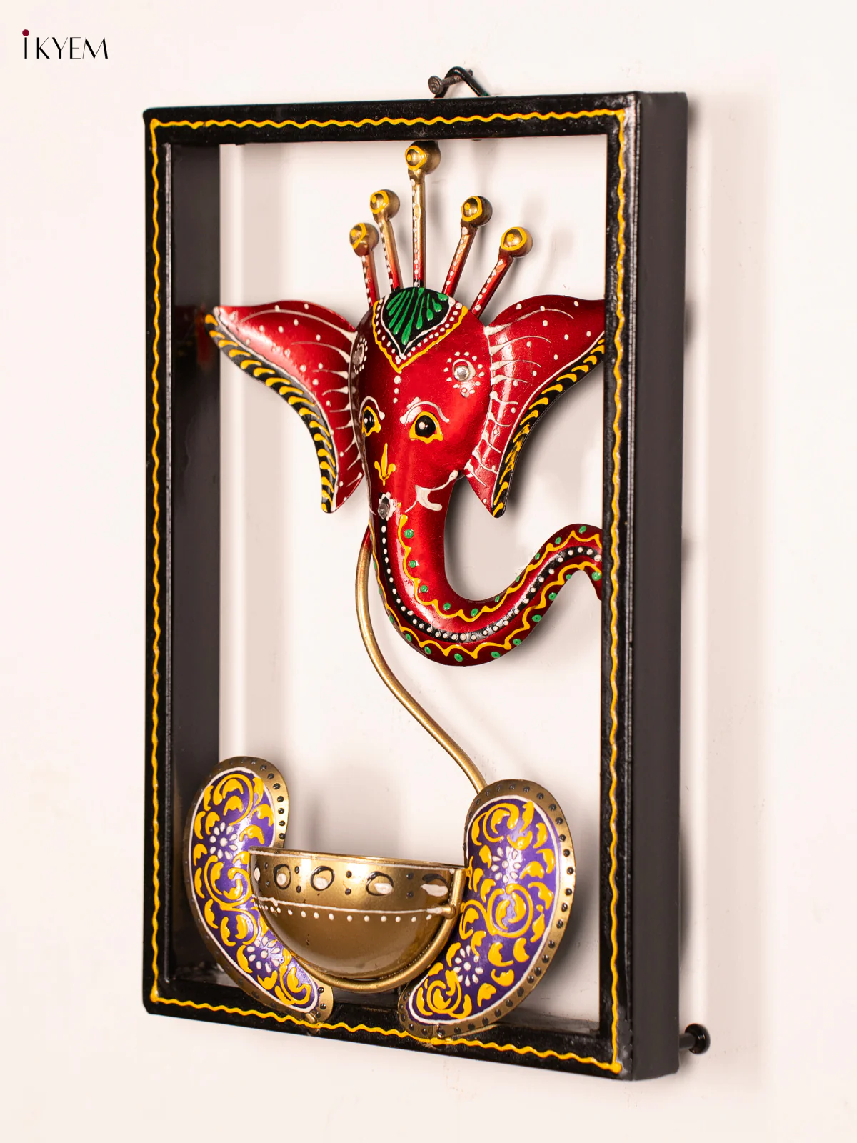 Hand-Painted Metal Ganesh T-Light Frame - 11.5 Inch - KN12115 - Image 5