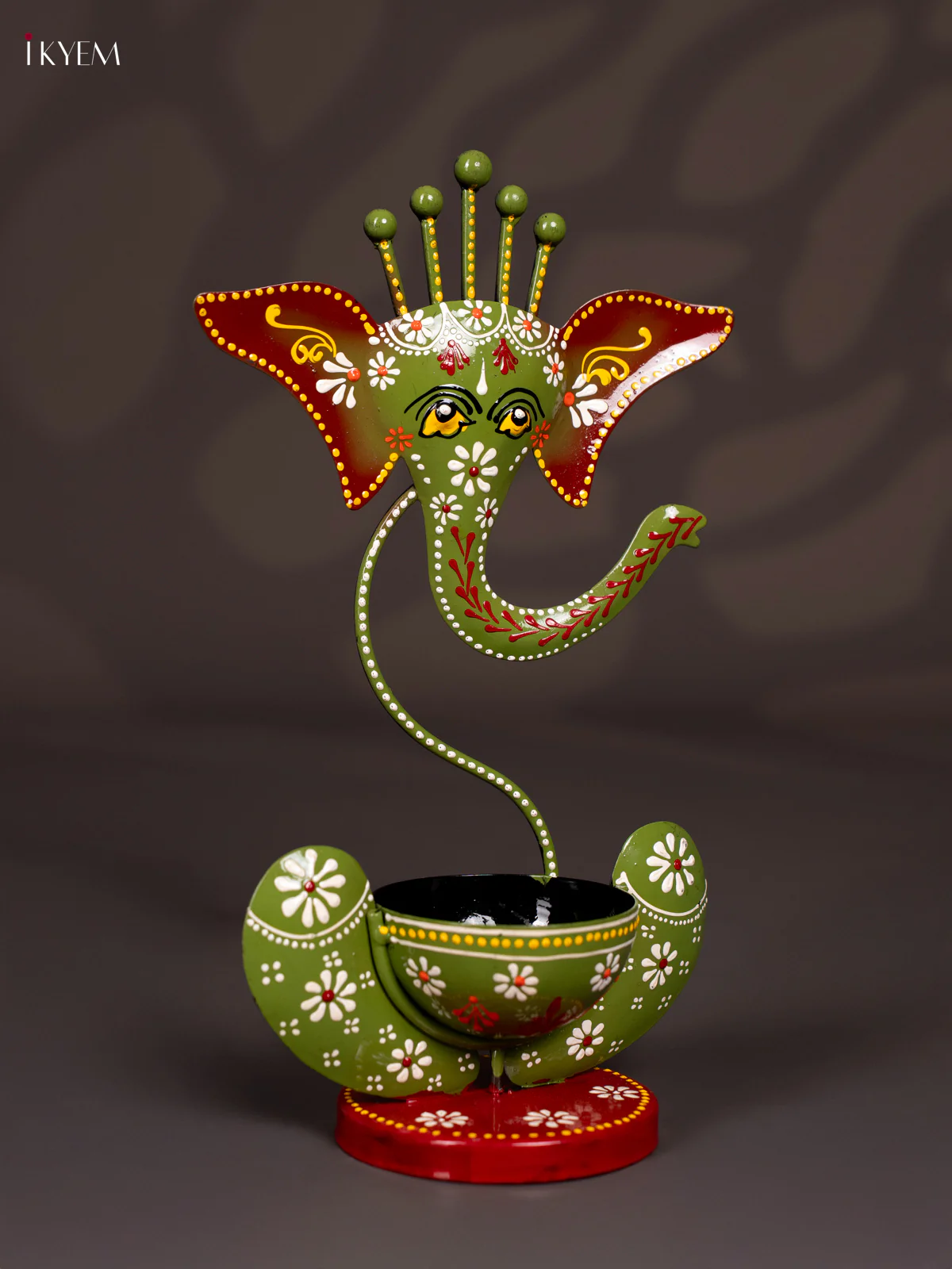 Hand-Painted Metal Ganesh T Light - 11 Inches - KN12136 - Image 4