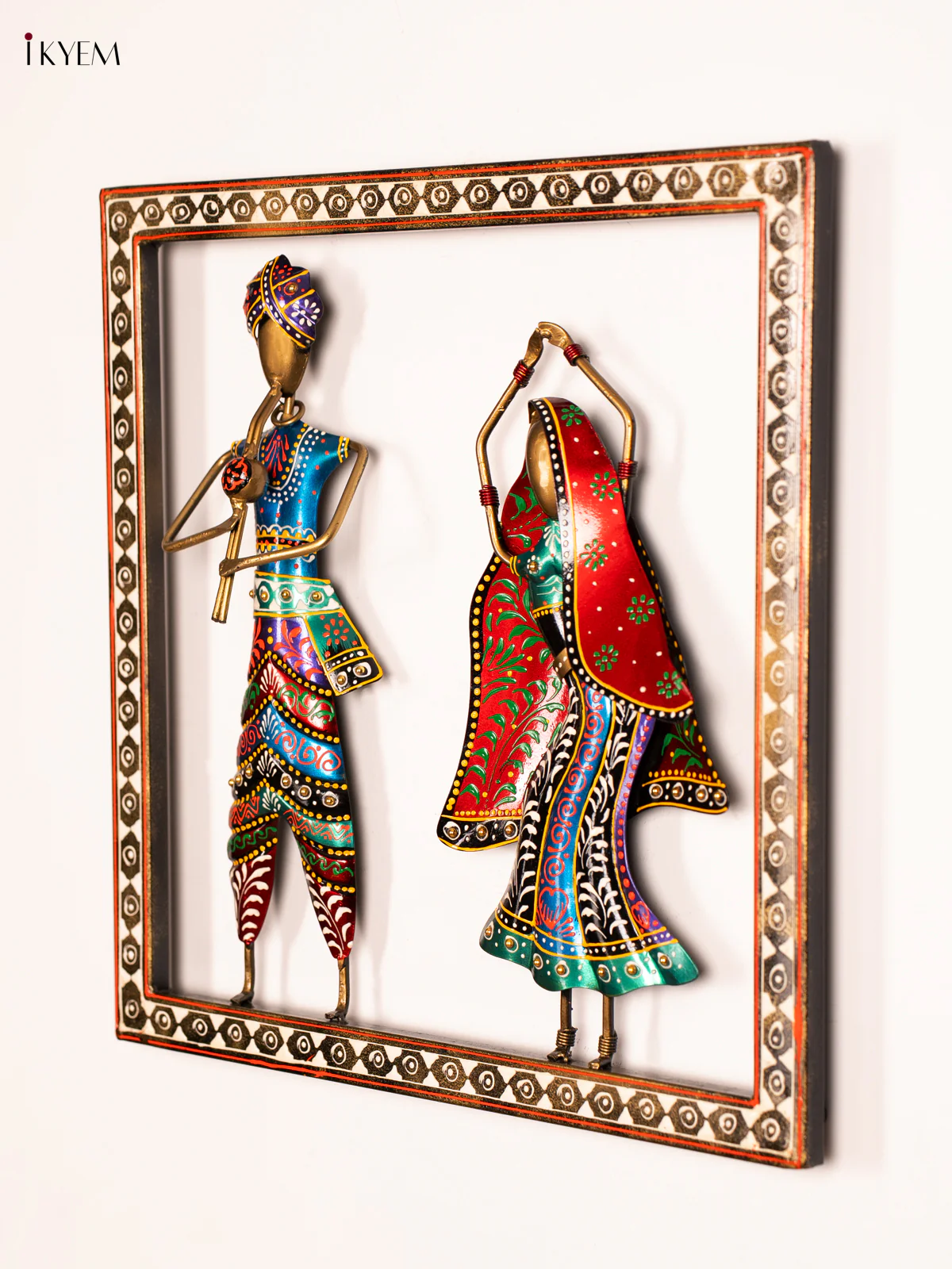 Hand-Painted Metal Dancing Couple Wall Frame - 15 Inch - KN12137 - Image 4